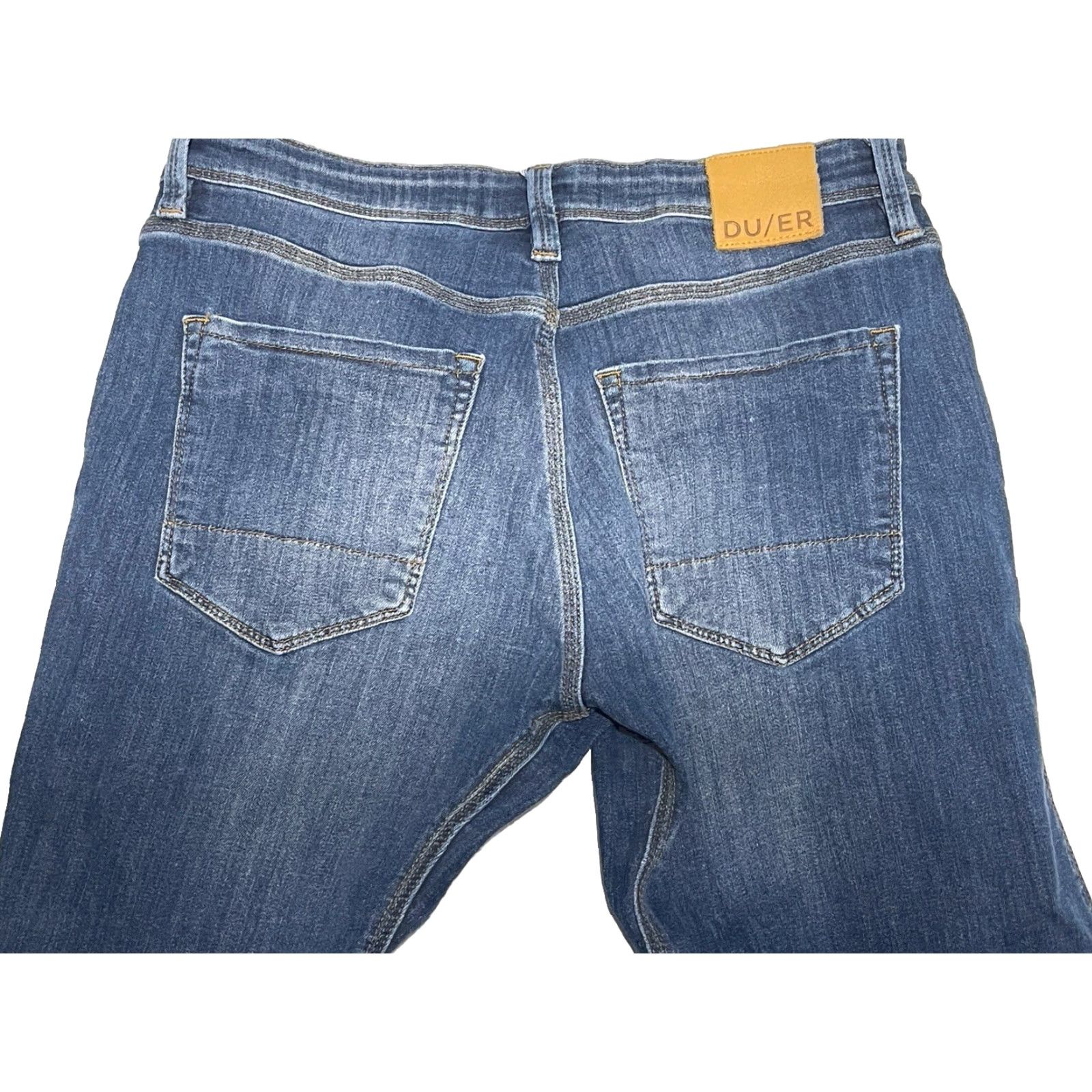 DUER DU/ER Jeans Mens Size 32x29.5 Relaxed Tapered Denim Medium wash Belt Loops 5-Pocket Casual Mens Jeans Size US 32 / EU 48 - 2 Thumbnail