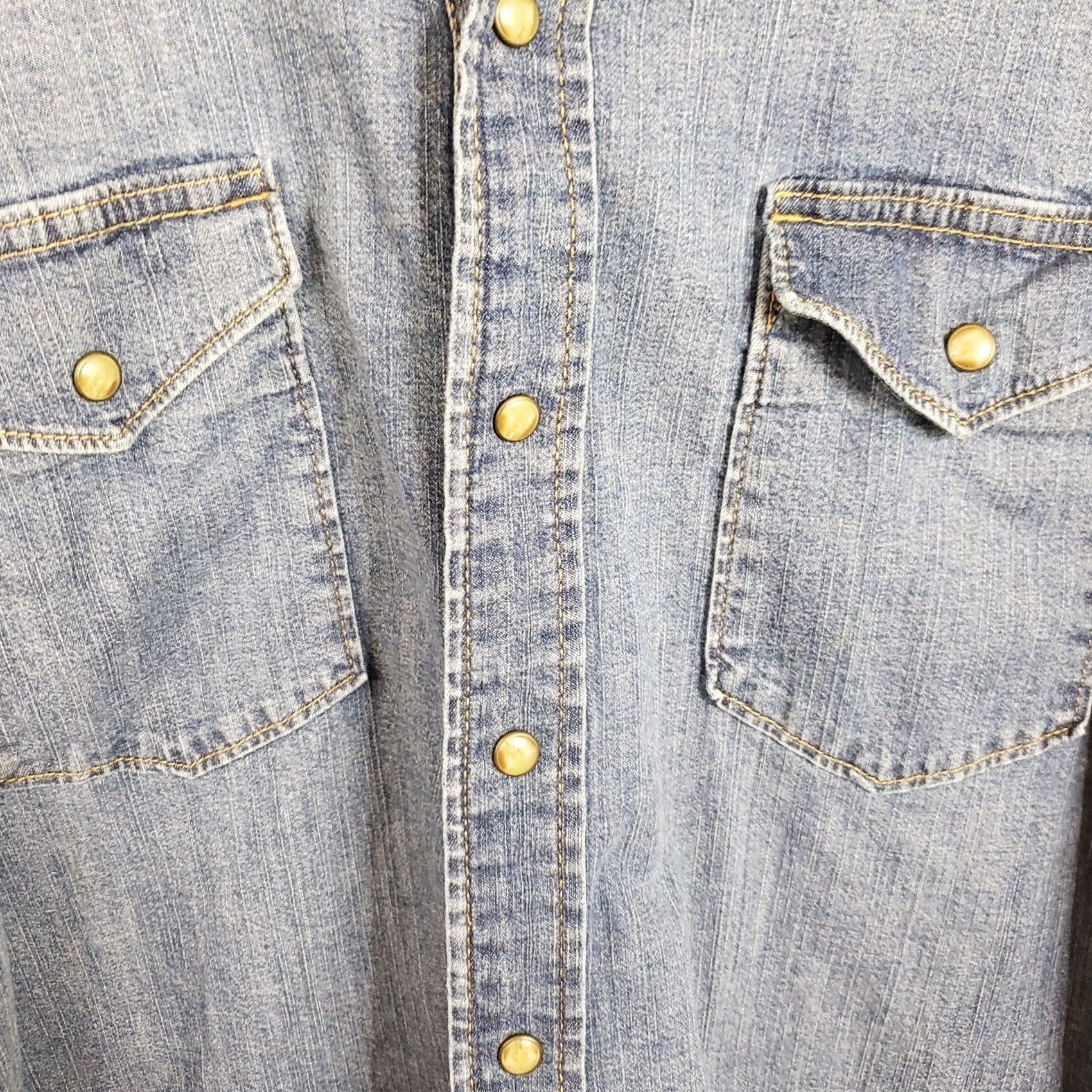 Wrangler Wrangler Shirt Mens 2XL Blue Denim Pearl Snap Outdoor Western Casual Slimming Long Sleeve Button-Up Indigo 2XL Mens Wrangler Indigo (Vintage: No) Size US XXL / EU 58 / 5 - 4 Thumbnail