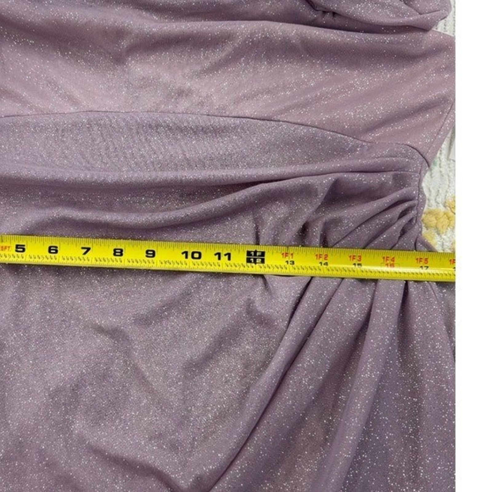 Alex Evenings Alex Evenings Mauve Sparkle Ruched Off Shoulder Gown 16 Size XXL / US 16-18 / IT 52-54 - 6 Thumbnail