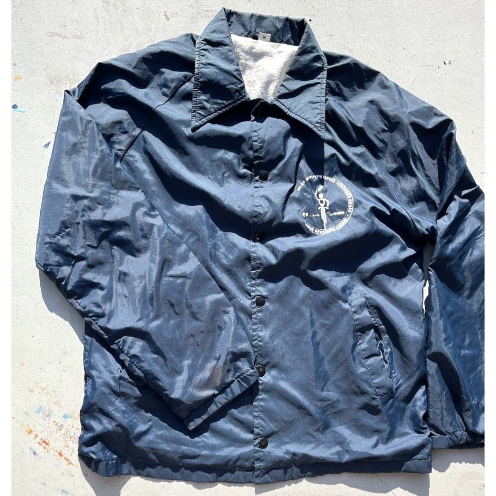 Vintage VINTAGE Unbranded Windbreaker Jacket Mens M Navy Blue 80s 90s Newspaper Route Nylon Breathable Light Packable Size: M Size US M / EU 48-50 / 2 - 5 Thumbnail
