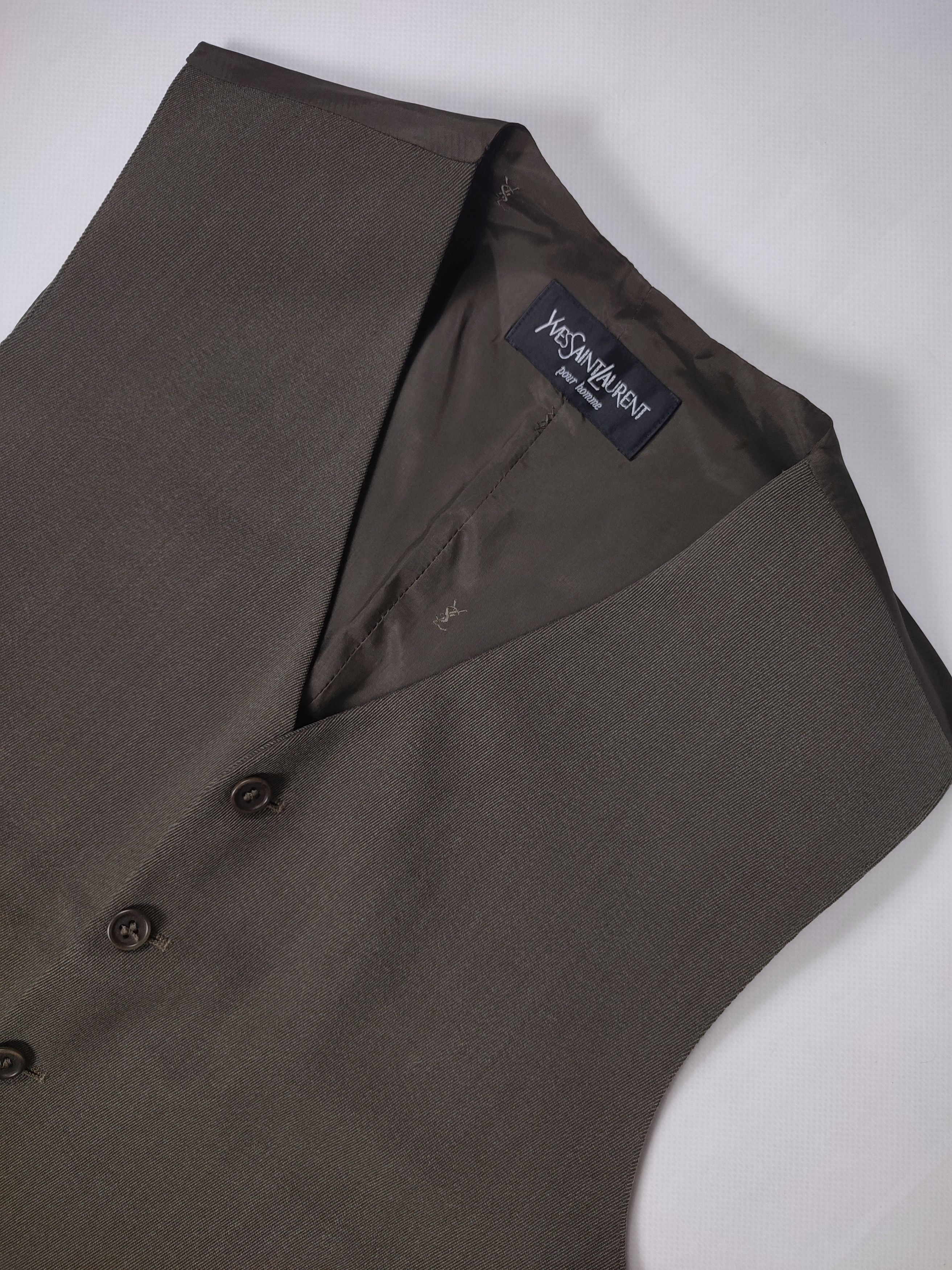Vintage YSL khaki wool suit vest Size 38R - 4 Thumbnail