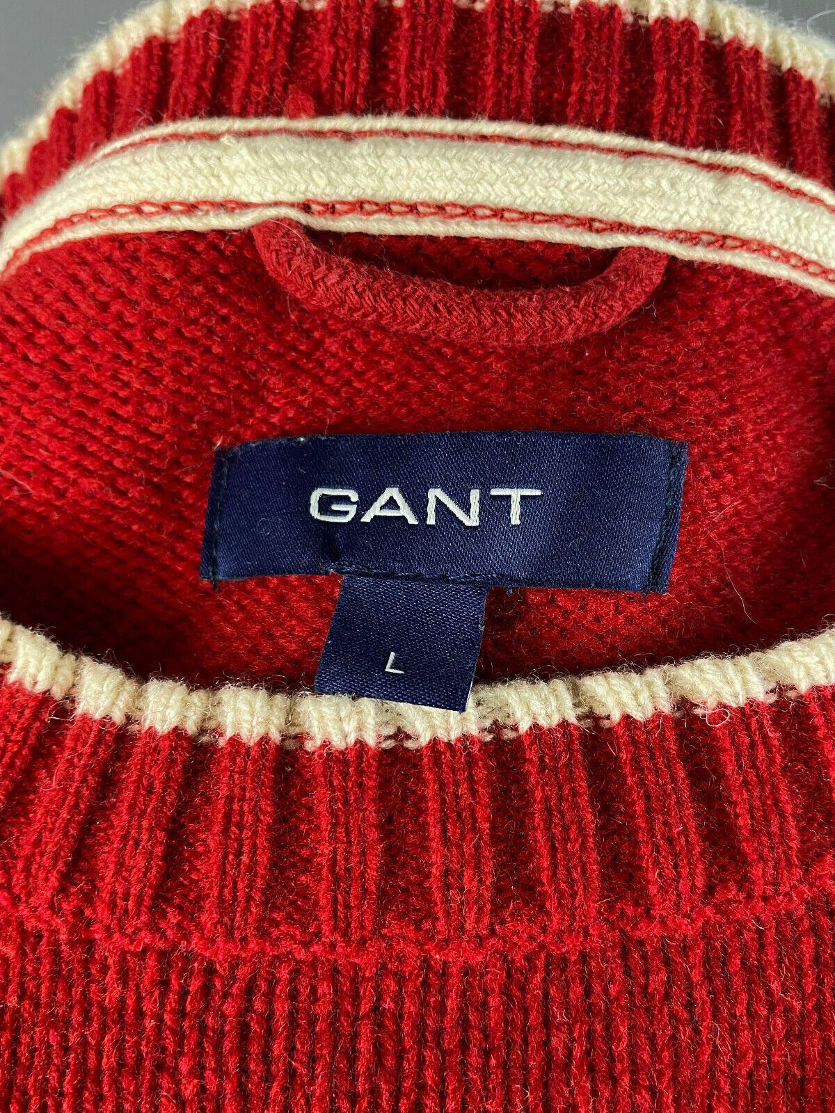 Gant Men Gant Red Wool Warm Winter Sweater Size L Pit to Pit 22" Size US L / EU 52-54 / 3 - 8 Thumbnail