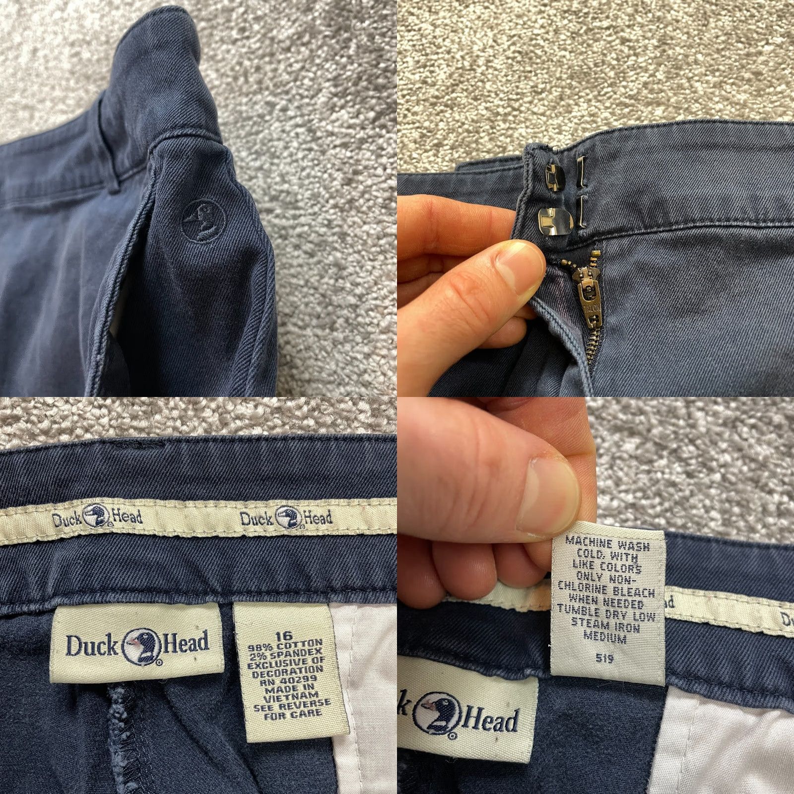 Vintage Duck Head Chino Shorts Womens 16 Navy Blue Cotton Solid Casual Pockets 12" Combo Size 25" / US 0 / IT 36 - 8 Thumbnail