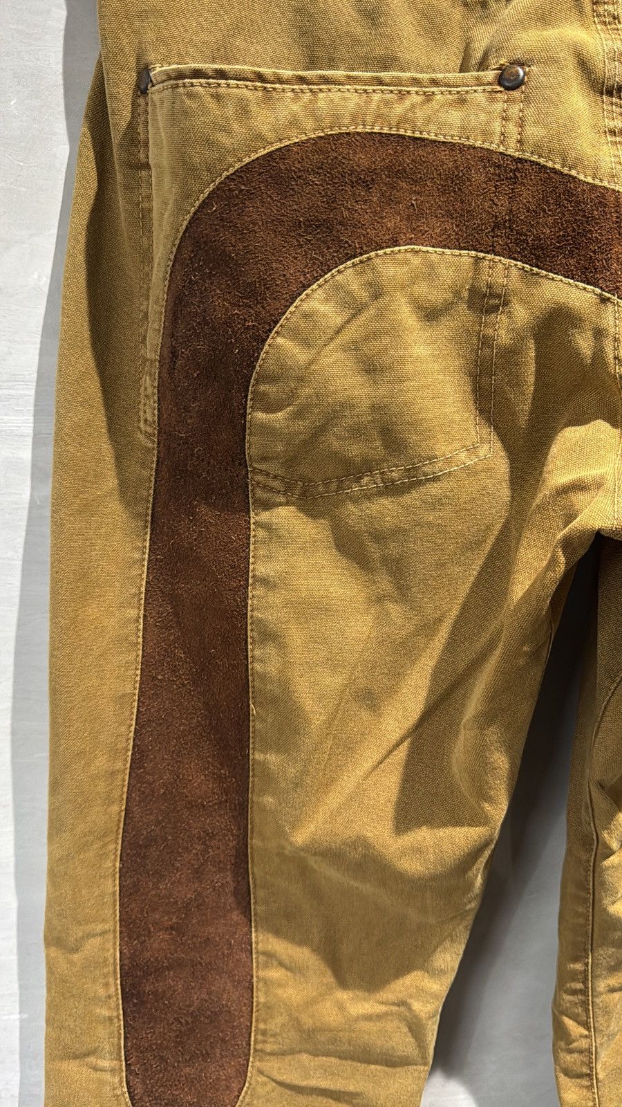 Evisu Rare EVISU Yamane Deluxe Canvas Pants Suede Leather Daicock Size US 32 / EU 48 - 9 Thumbnail