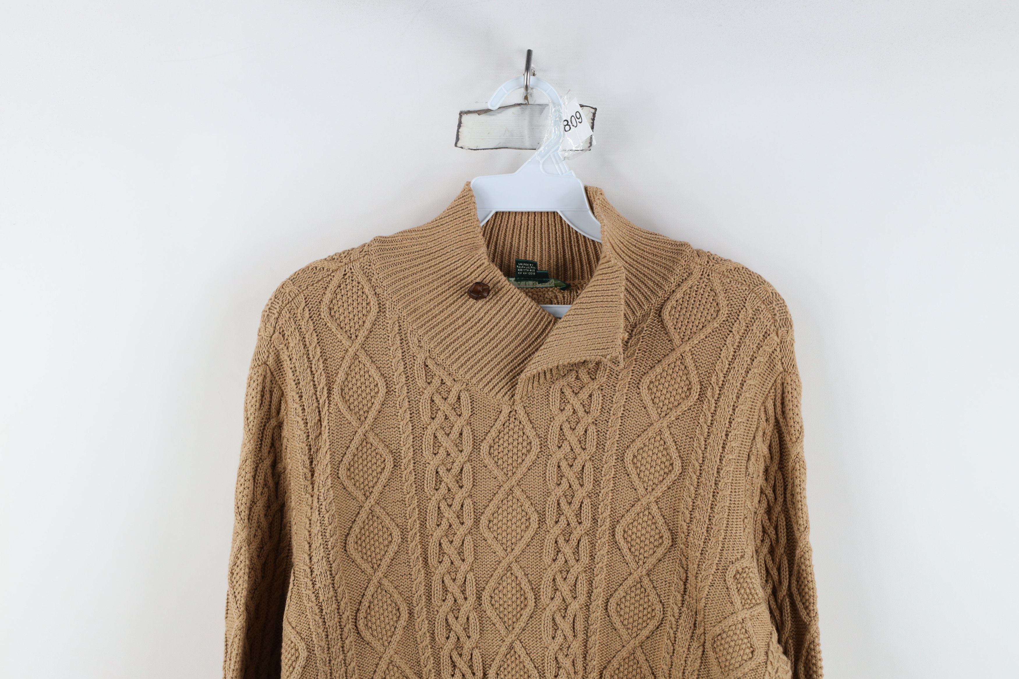 Ralph Lauren Vintage 90s Ralph Lauren Chunky Cable Knit Sweater Brown Size XL / US 12-14 / IT 48-50 - 2 Thumbnail