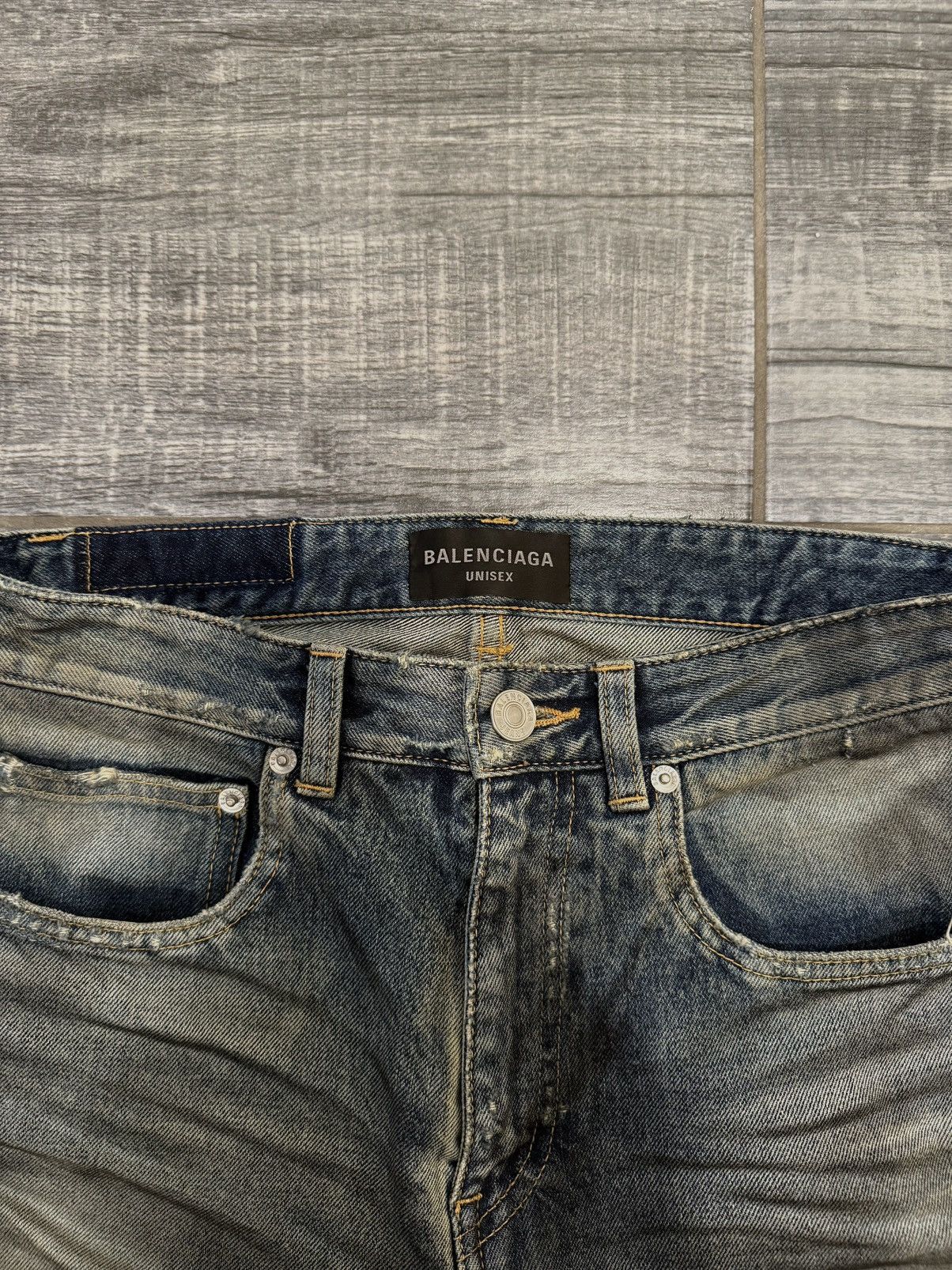 Balenciaga Balenciaga SS22 Oil Spill Mudwash Straight Fit Denims Size US 29 - 11 Thumbnail