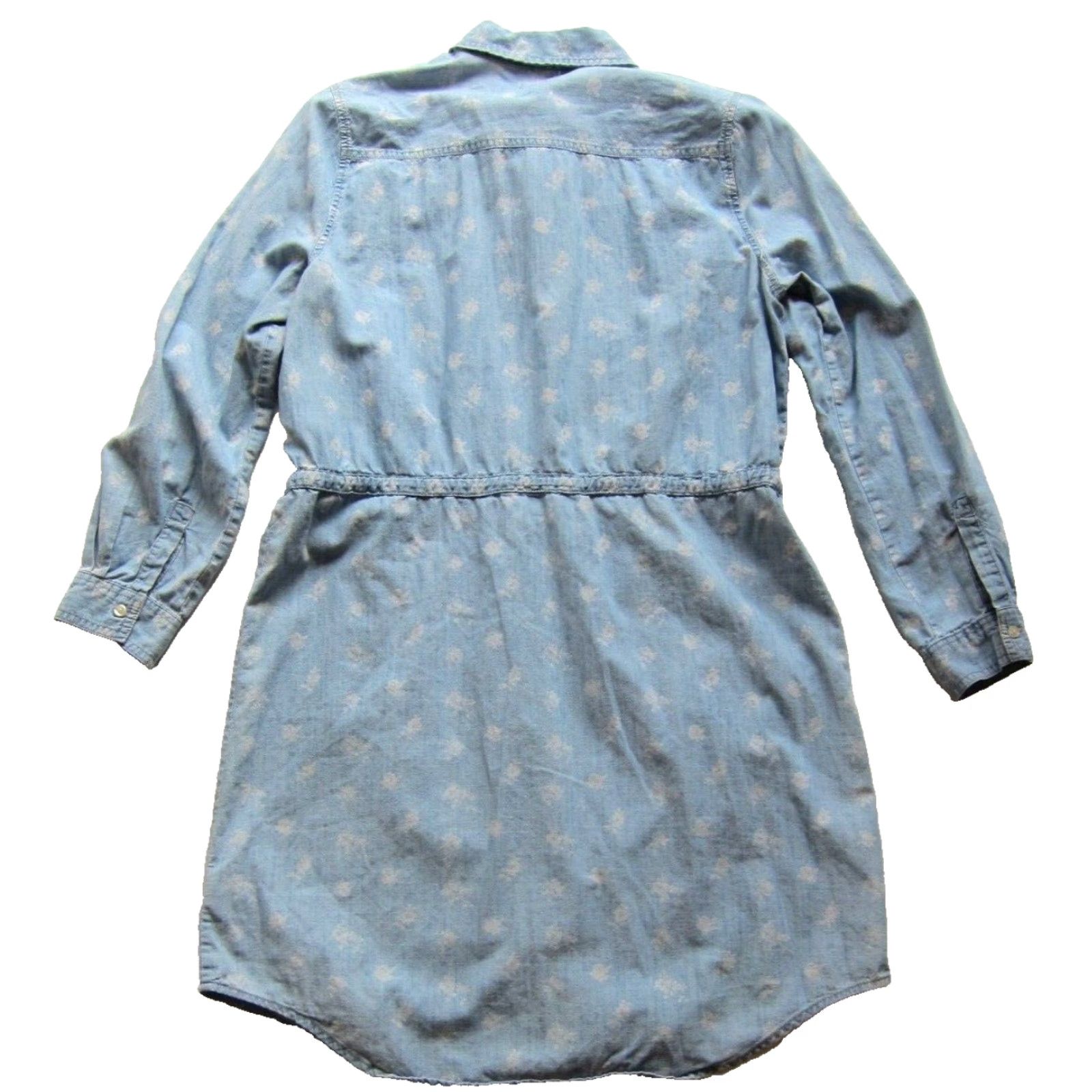 Old Navy Old Navy Shirt Dress Cotton Blue White Floral Long Sleeve Collared Button Down Womens M Size M / US 6-8 / IT 42-44 - 2 Thumbnail