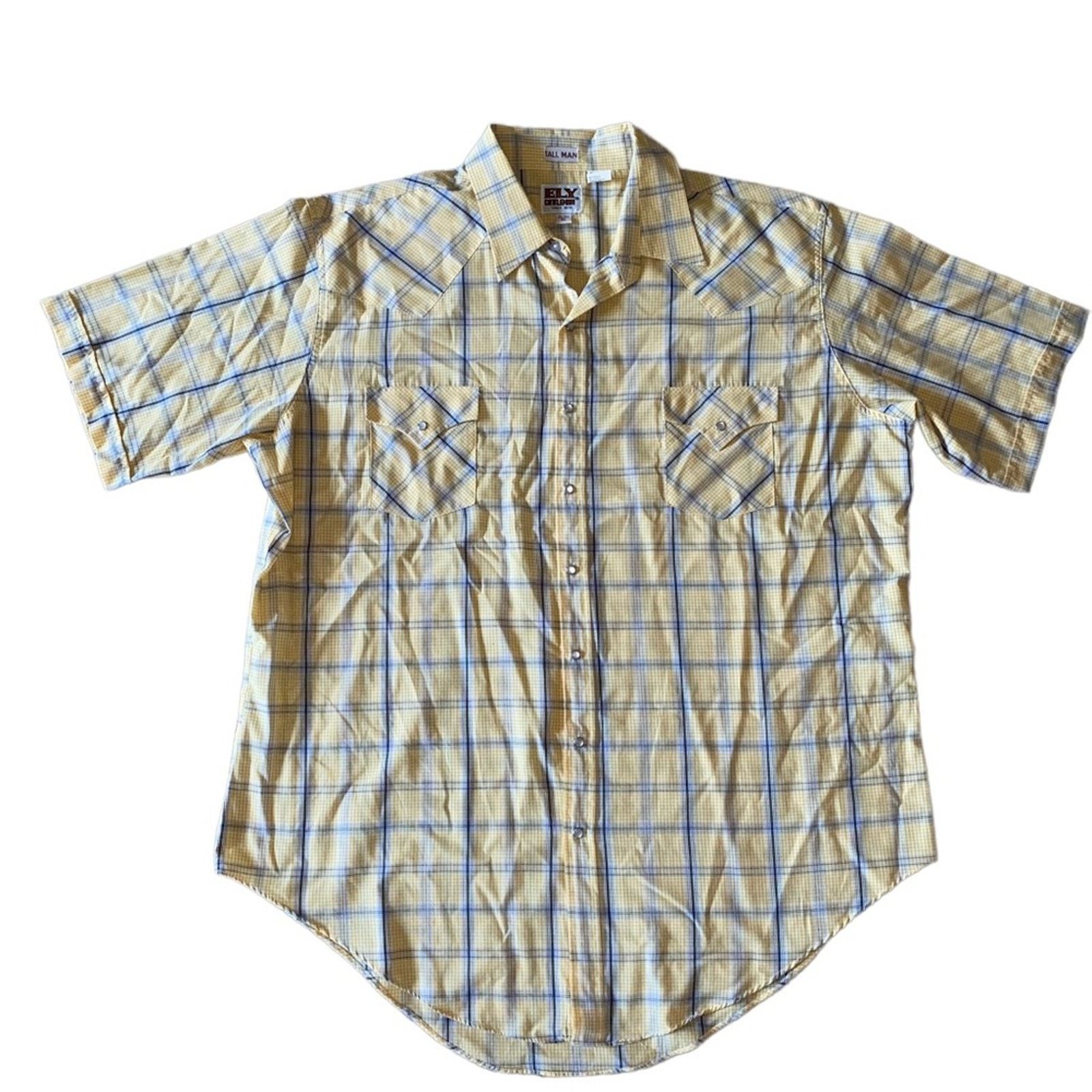 Vintage Ely Cattleman Tall Man Vintage Plaid Pearl Snap Shirt 2XLT Size US XXL / EU 58 / 5 - 1 Thumbnail