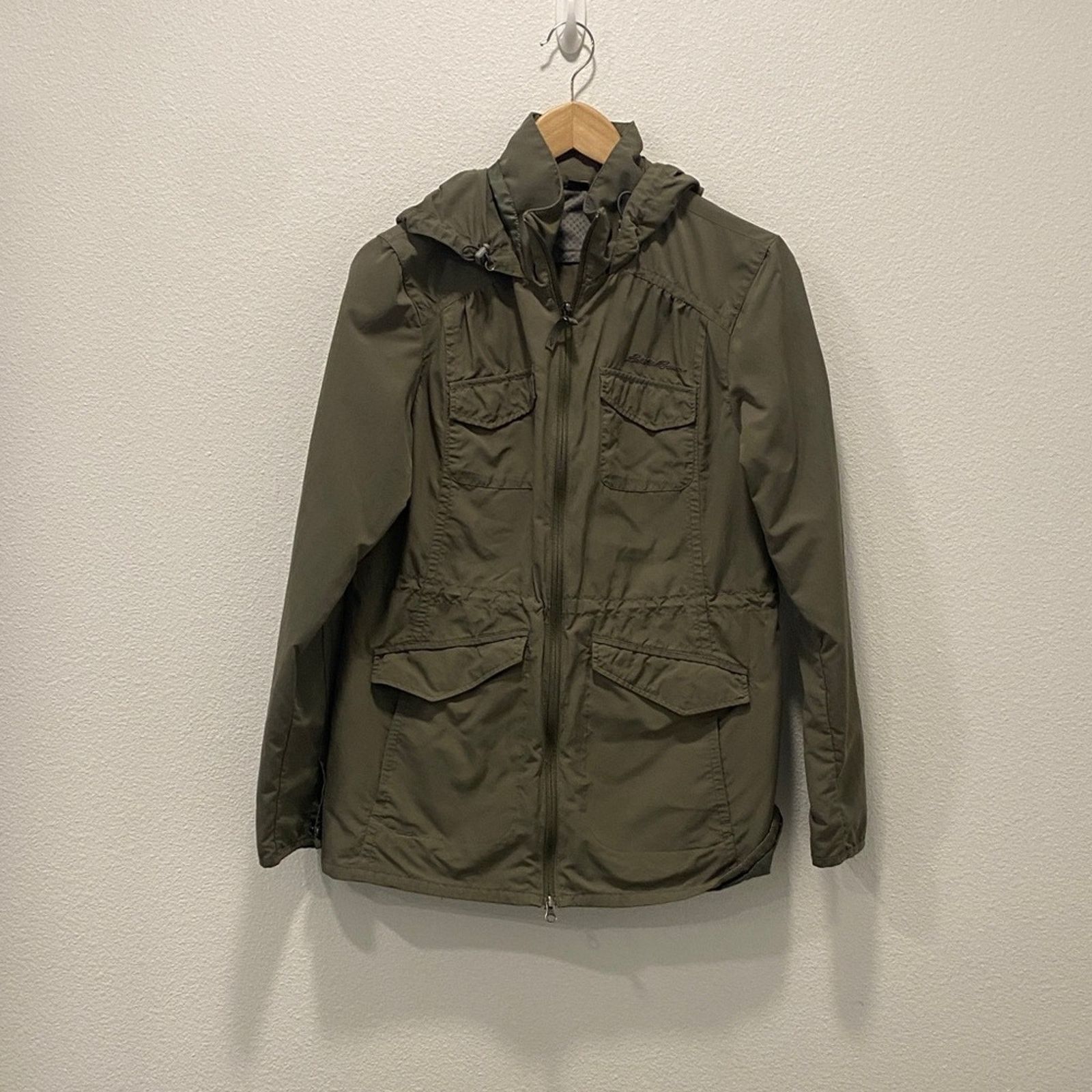 Eddie Bauer Eddie Bauer Women’s Olive Green Hooded Rain Jacket - Medium Size M / US 6-8 / IT 42-44 - 1 Thumbnail