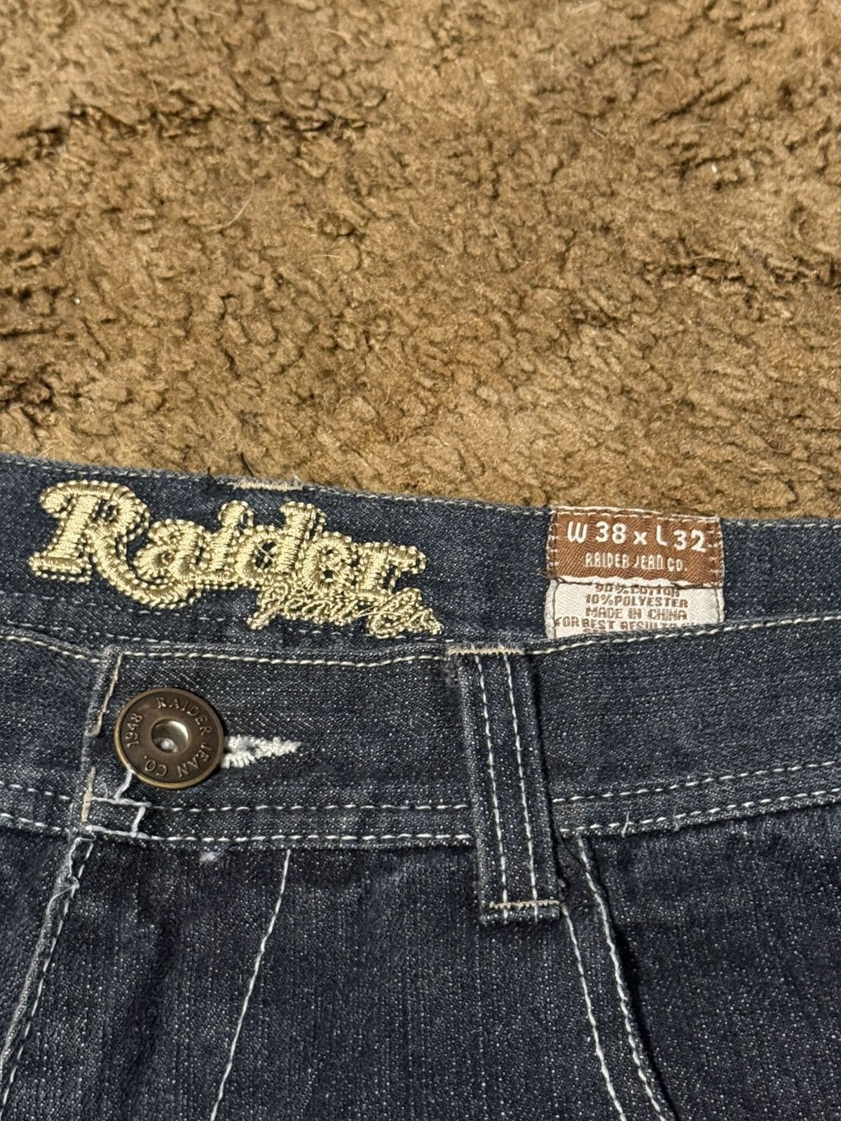 Vintage Raider Jean Co Baggy Dark Wash Embroidered Baggy Jeans 38X32 Size US 38 / EU 54 - 9 Thumbnail