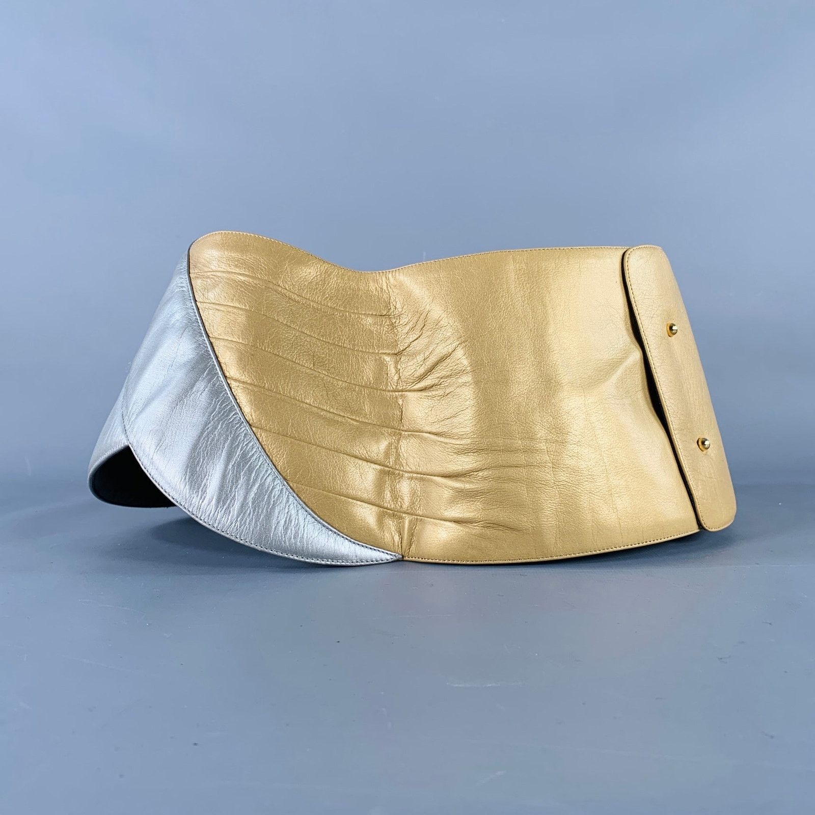 Charles Jourdan CHARLES JOURDAN Gold Silver Two Tone Leather Wide Belt Size ONE SIZE - 4 Thumbnail