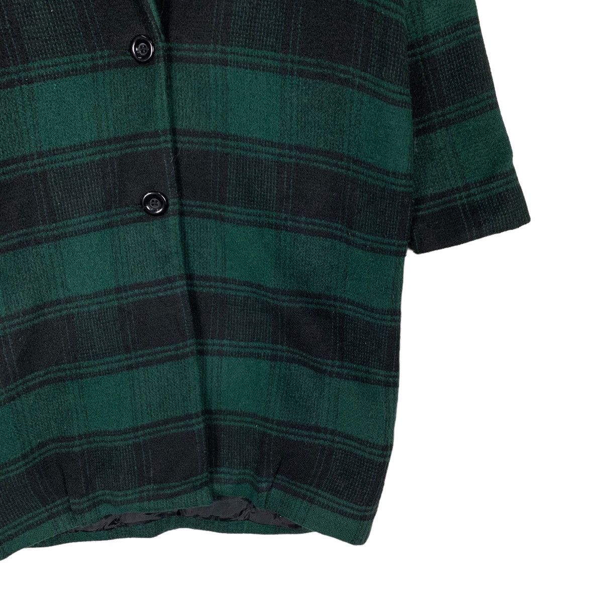 Japanese Brand WORLD WIDE LOVE Green Black Checked Wool Long Coat #1130-C52 Size S / US 4 / IT 40 - 5 Thumbnail