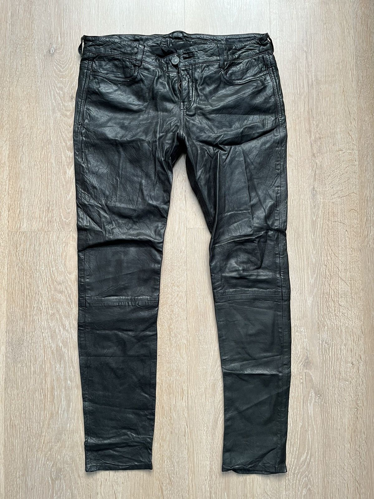 image of Allsaints Wmns Spitalfields Leather Pants Y2K Biker Size W30 in Black, Women's