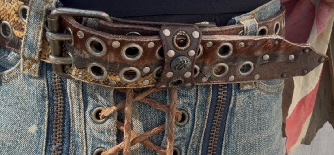 KMRii 00s 2005 KMRII Double grommet hybrid leather belt Size ONE SIZE - 5 Thumbnail
