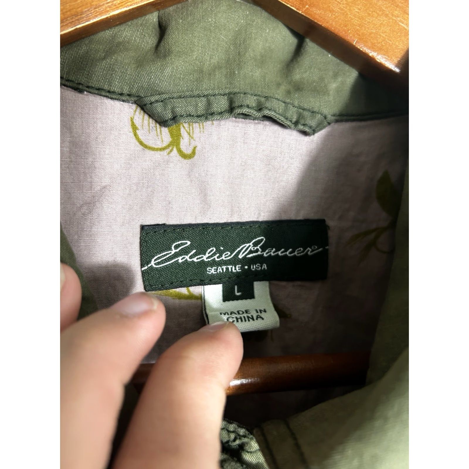 Eddie Bauer VINTAGE Eddie Bauer Womens Large Army Green Button Up Field Jacket Cotton Nylon Size L / US 10 / IT 46 - 6 Thumbnail