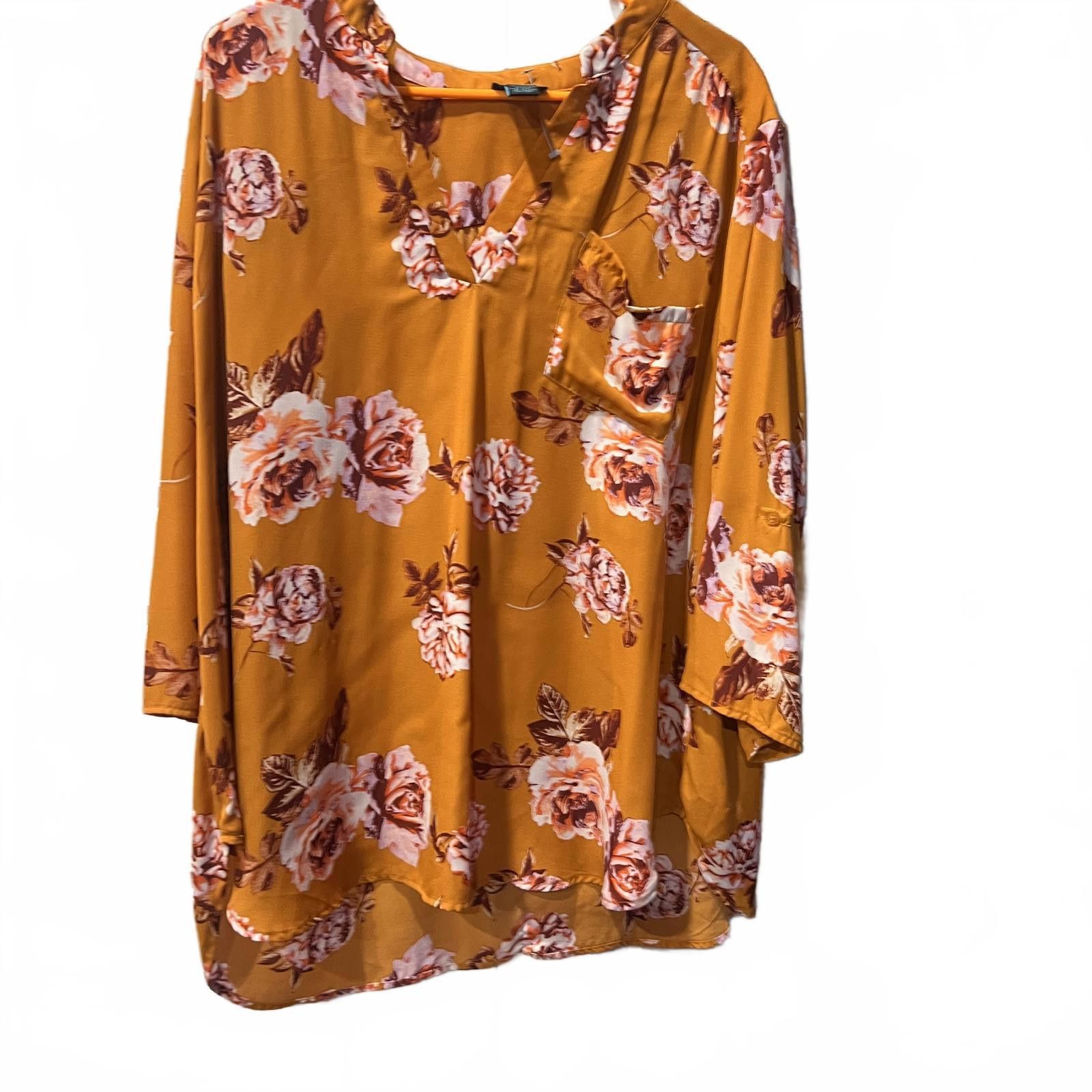 Rue Porter Rue+ Women's 2X Floral Print Long Sleeve Blouse Size XXL / US 16-18 / IT 52-54 - 1 Thumbnail