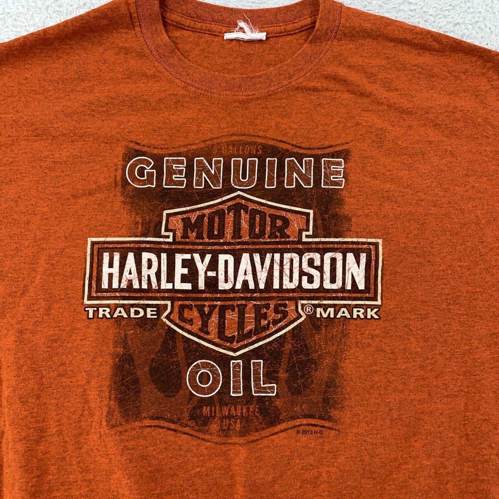 Harley Davidson Harley-Davidson Genuine Oil Shirt Orange Large Massachusetts Motorcycle Biker Shirt Mens L Graphic Print Short Sleeve Crew Neck Size US L / EU 52-54 / 3 - 2 Thumbnail