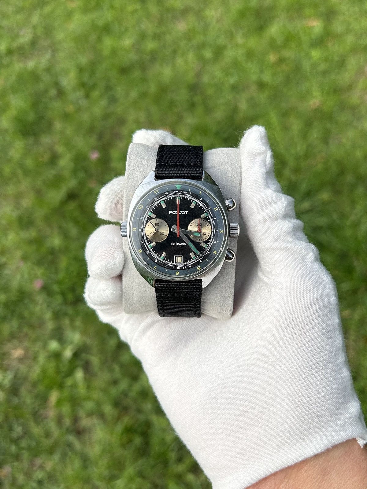 Vintage Watch Poljot Shturmanskie Chronograph Ussr 1980S in Black, Men's