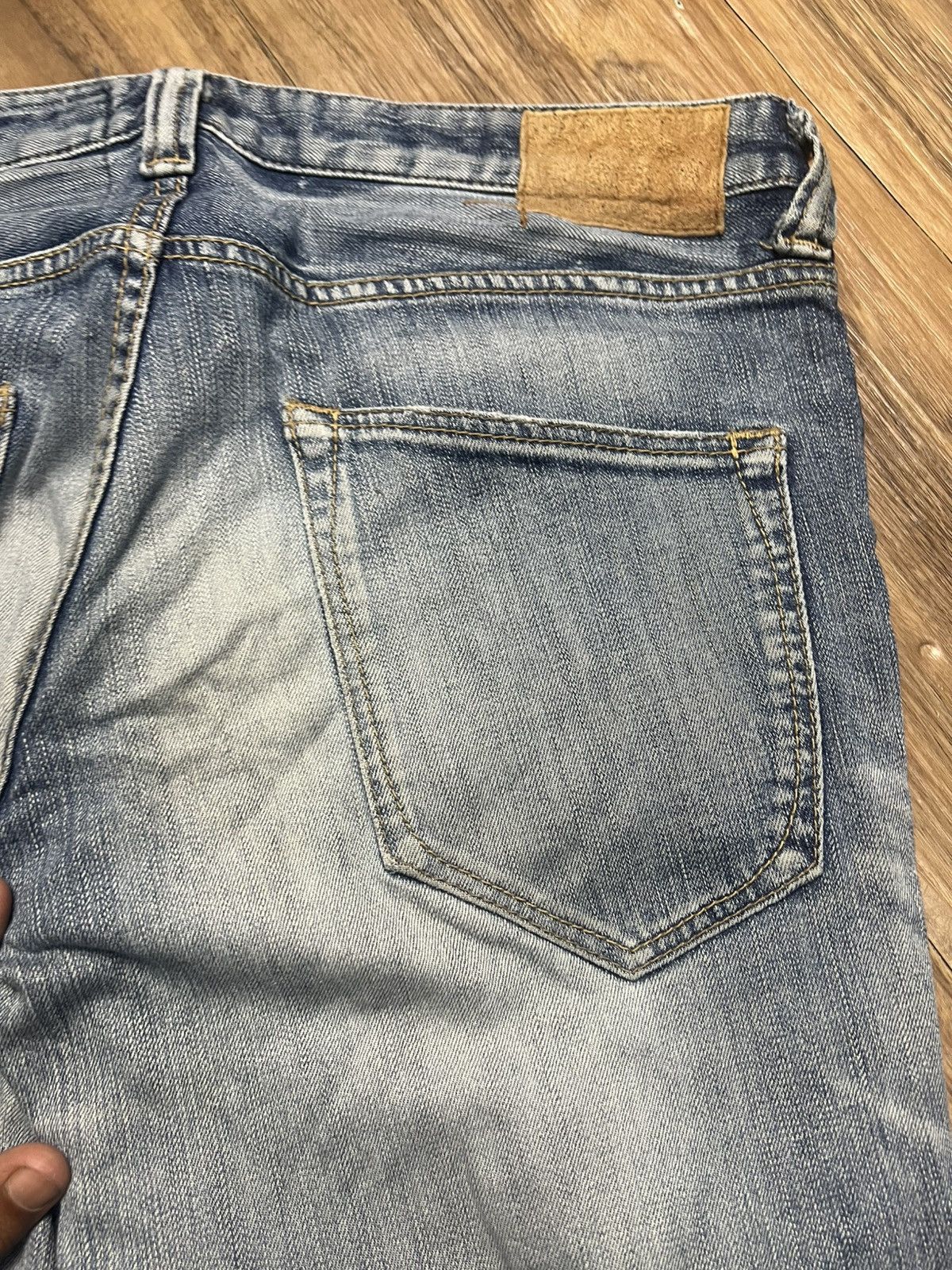 Japanese Brand Quadro Japan Made Distressed Stretch Denim Jeans (43) Size US 33 - 12 Thumbnail