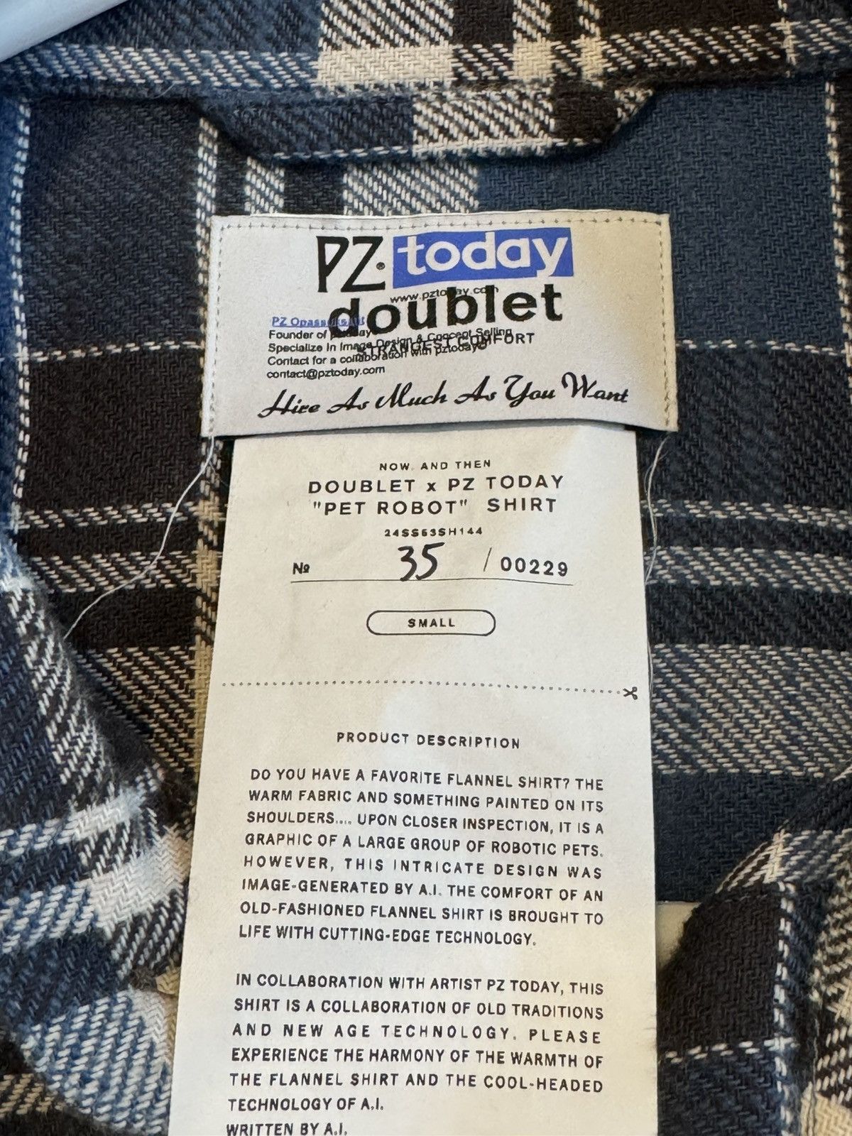 Doublet DOUBLET secret life of chat pts flannal (SS23) Size US S / EU 44-46 / 1 - 3 Thumbnail