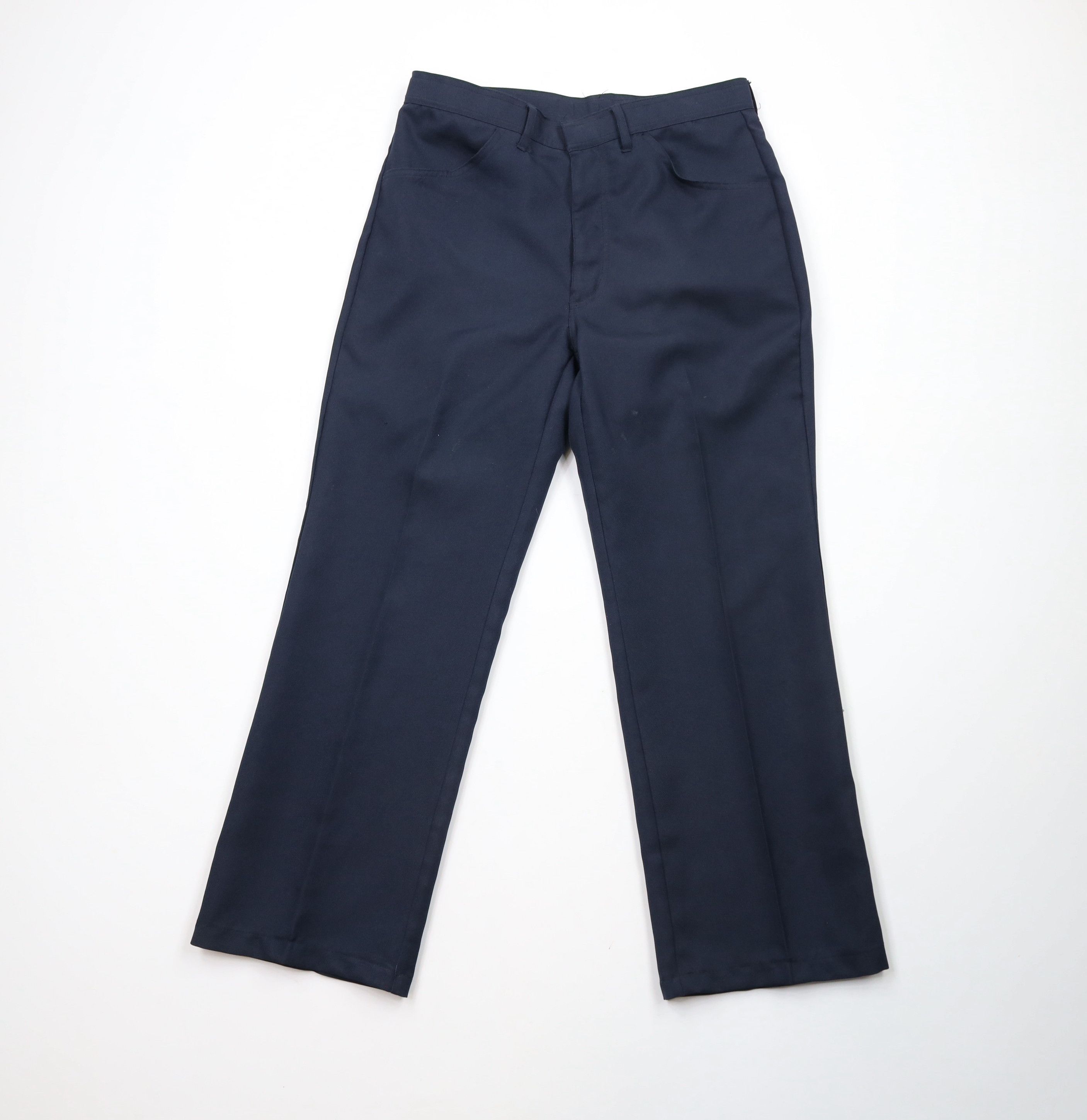 Vintage Vintage 90s Streetwear Knit Flared Wide Leg Chino Pants Navy Size US 33 - 1 Thumbnail