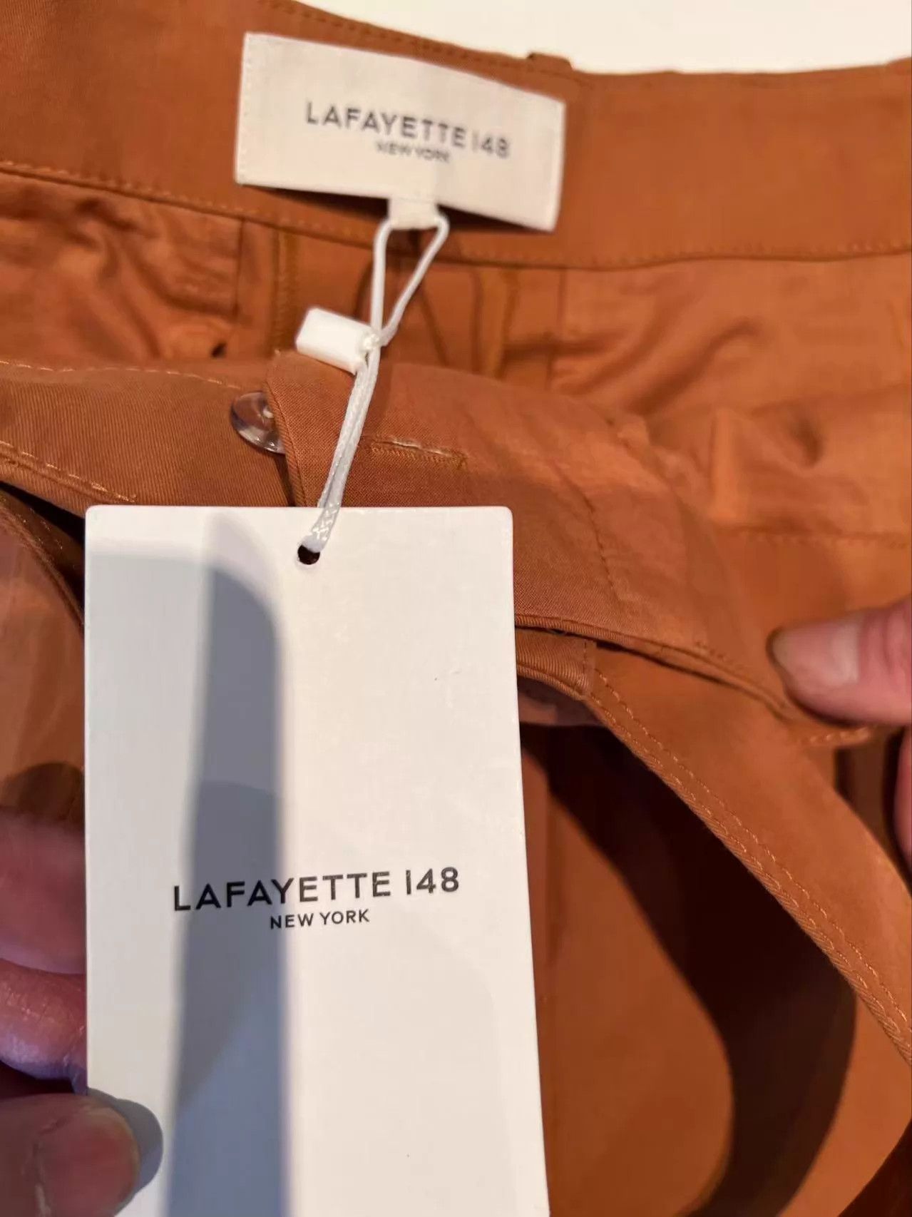 Other Lafayette 148 NY Orange Hi-Waist Wide-Leg Belted Pants 42 Size 28" / US 6 / IT 42 - 4 Thumbnail