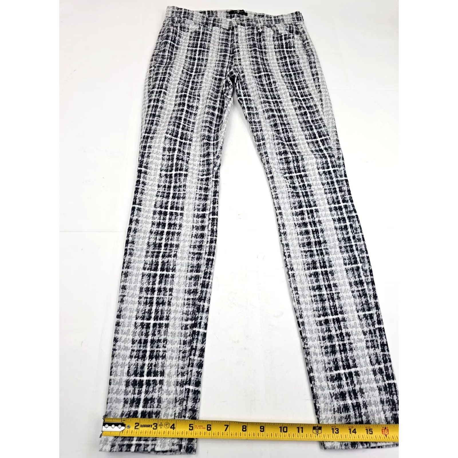 7 For All Mankind 7 For All Mankind Black & White Grid / Check Geometric Pants – Women 27 (Fits 29x30) Size 29" - 3 Thumbnail