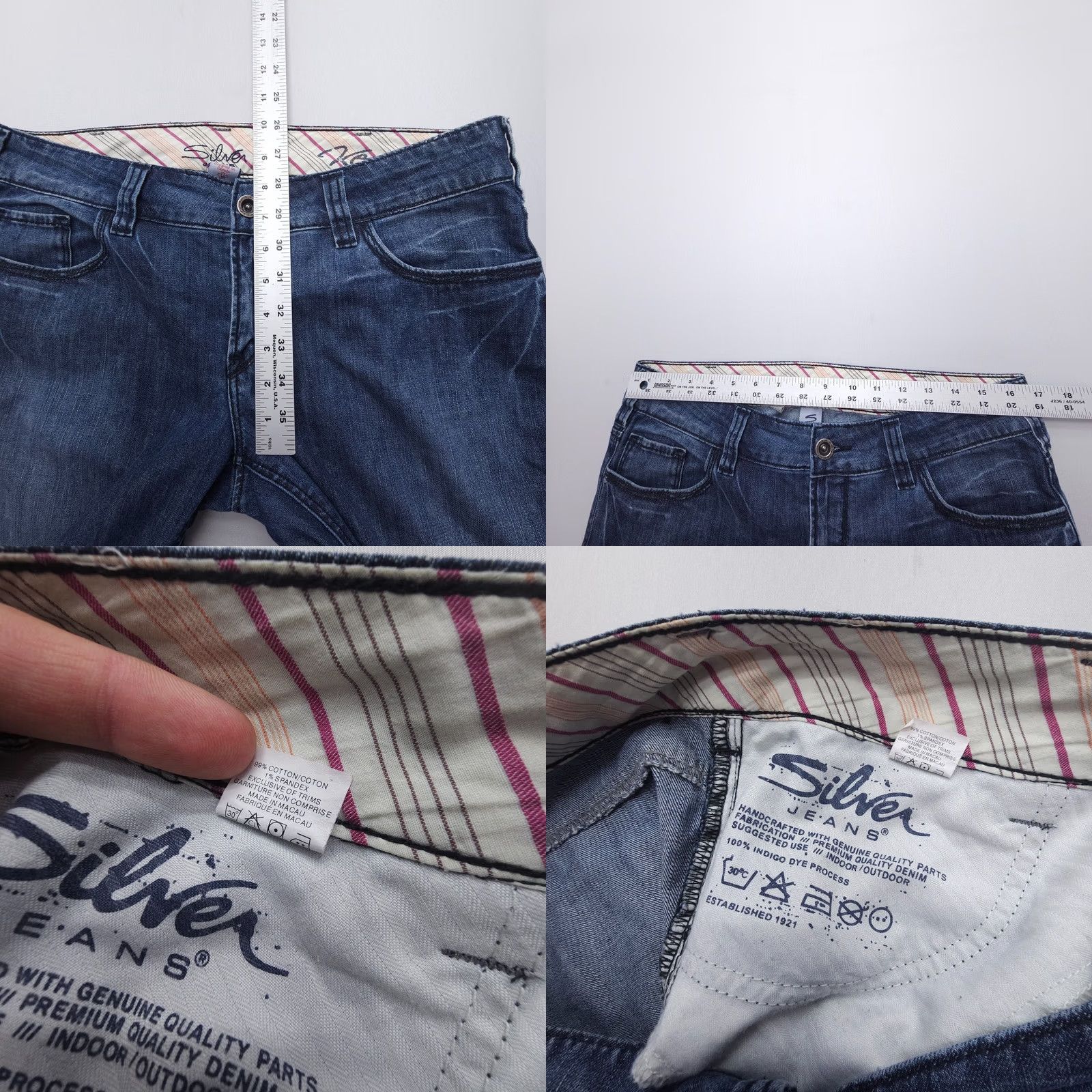 Silver Jeans Co. VINTAGE Silver Jeans Keri Low Rise Flare Jeans Size 30 x 34 Dark Wash Y2K Boho 2000s Womens Size 30" / US 8 / IT 44 - 8 Thumbnail