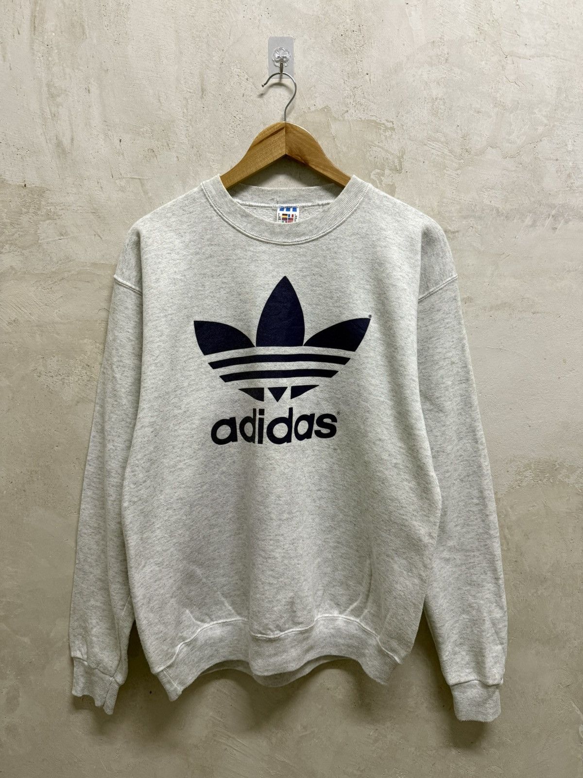 Adidas Vintage 90s Adidas Trefoil Big Logo Sweatshirt Size US M / EU 48-50 / 2 - 1 Thumbnail
