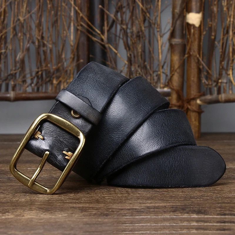 Leather × Vintage Genuine Leather Casual Jeans Belt Size ONE SIZE - 3 Thumbnail
