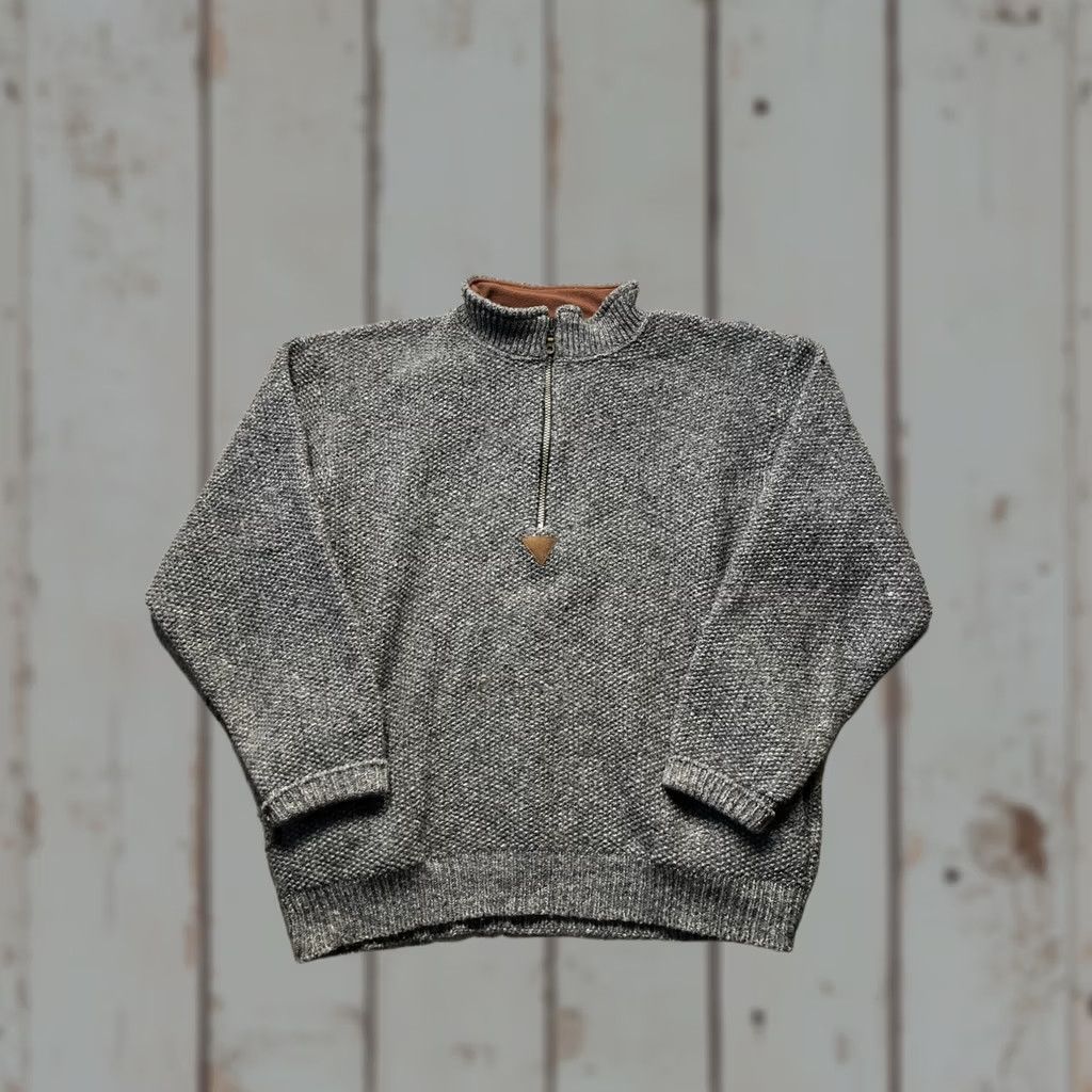 Vintage Early Winters Mens Large Gray Quarter Zip Mock Neck Knit Pullover Sweater Size US L / EU 52-54 / 3 - 1 Thumbnail