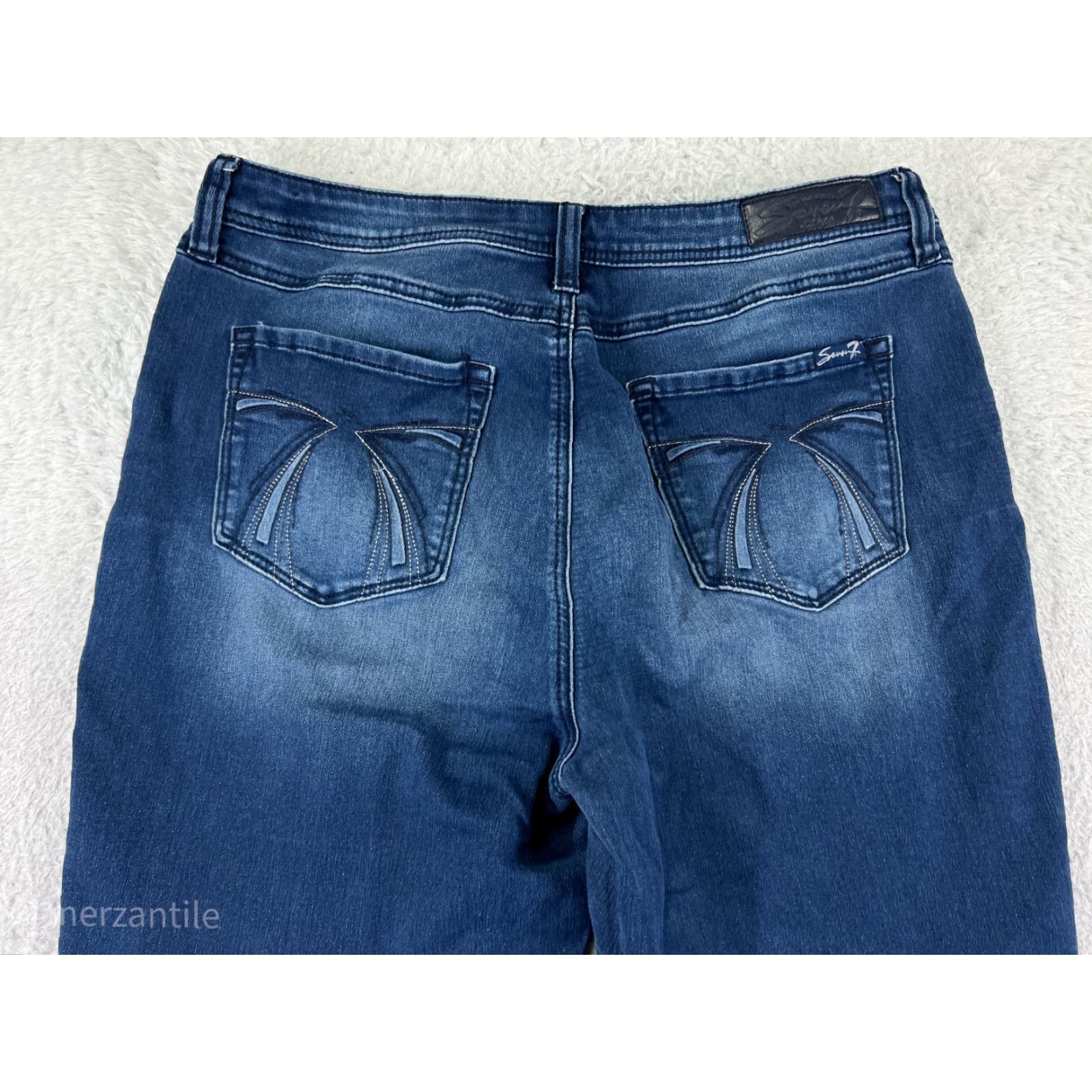 Vintage Seven7 Jeans Womens 14 Blue Denim High Rise Leggings Embroidered Cotton Blend Shirt? Size 36" / US 14 / IT 50 - 3 Thumbnail