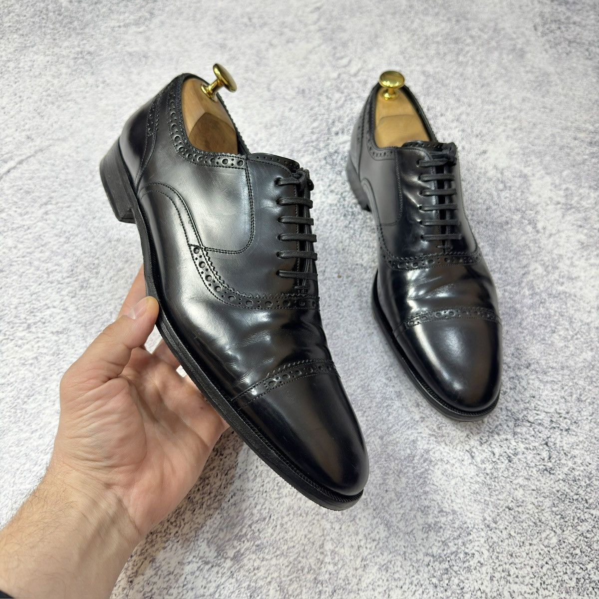 Dolce & Gabbana × Handmade D&G Mens Black Oxfords Brogues US9.5 UK8.5 EU42.5 27.5cm Size US 9.5 / EU 42-43 - 4 Thumbnail