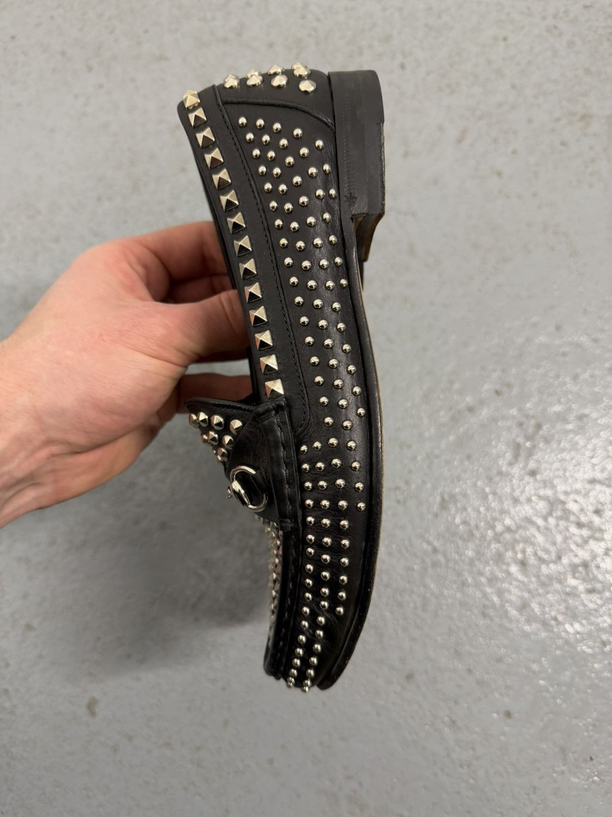 Gucci Gucci Horsebit 1953 Studded Leather Loafers Size US 7 / IT 37 - 9 Thumbnail