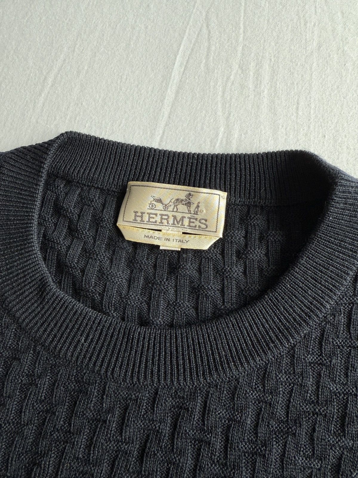 Hermes Hermes Black Wool H-Pattern Sweater Size US XL / EU 56 / 4 - 3 Thumbnail