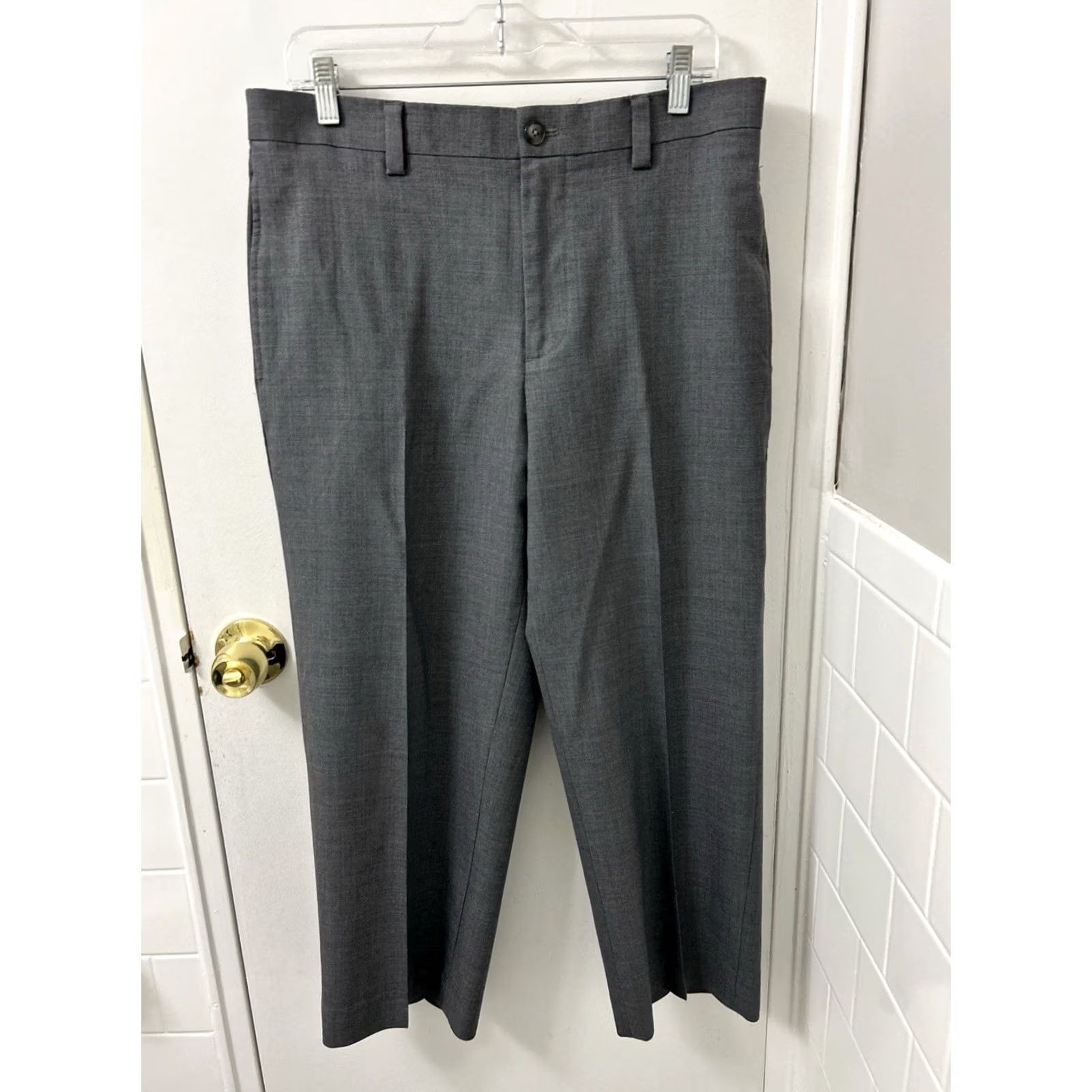 Vintage VINTAGE: No — LL Bean Dress Pants Mens 33x25.5 Gray 100% Wool Classic Fit YKK 267797 Size US 33 - 2 Thumbnail