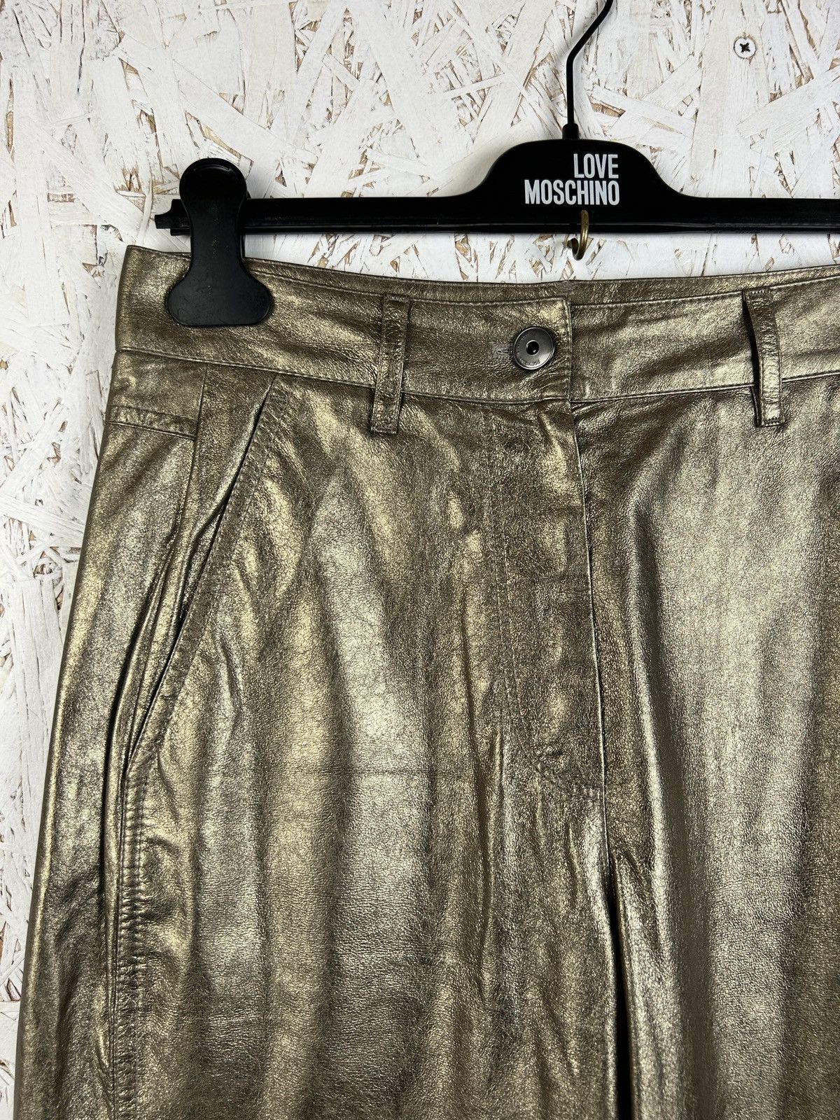 Brunello Cucinelli Brunello Cucinelli Gold Metallic Leather Trousers Pants Size 27" / US 4 / IT 40 - 2 Thumbnail
