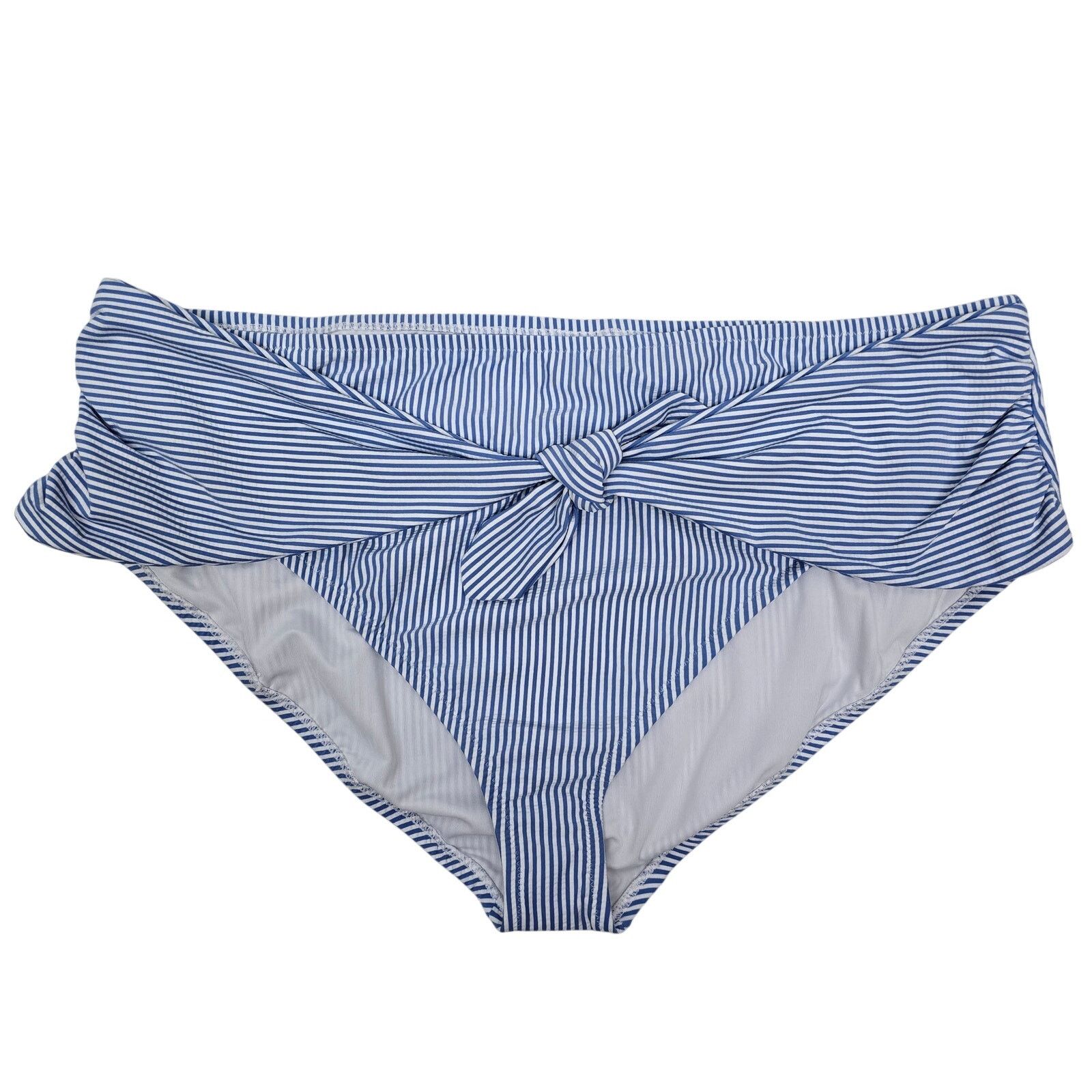 J.Crew NWT J Crew Tie High-Rise Bikini Bottom Seersucker 3X Striped Size ONE SIZE - 3 Thumbnail