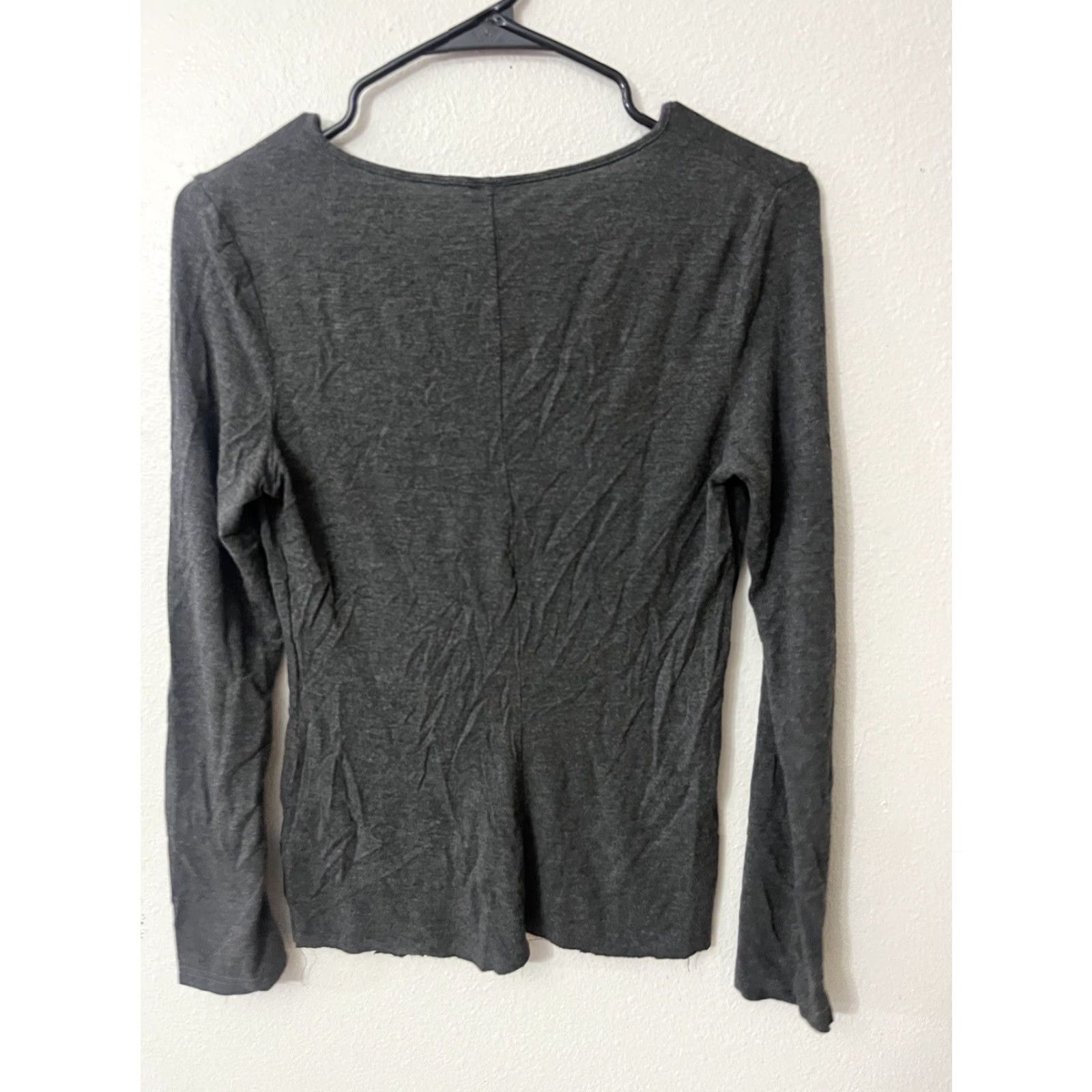 Shein SHEIN VINTAGE Dark Gray V-Neck Long Sleeve Tee Petite Large Casual Womens Size L / US 10 / IT 46 - 3 Thumbnail