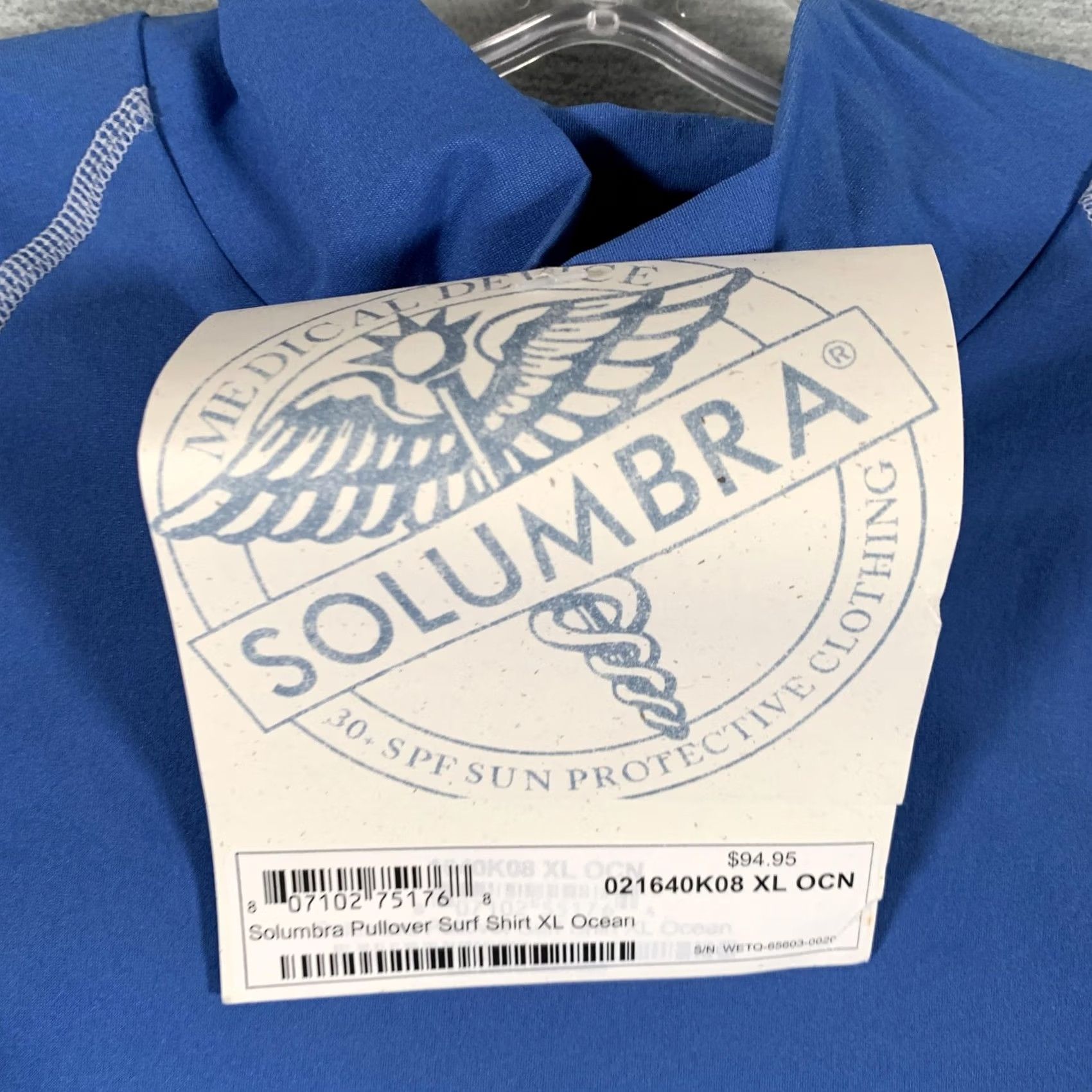 Vintage Solumbra Shirt Mens XL Ocean Blue Mock Neck Long Sleeve SPF 30+ Surf Sun Protection Pullover Raglan Sleeve T-Shirt Nylon Spandex Size US XL / EU 56 / 4 - 6 Thumbnail