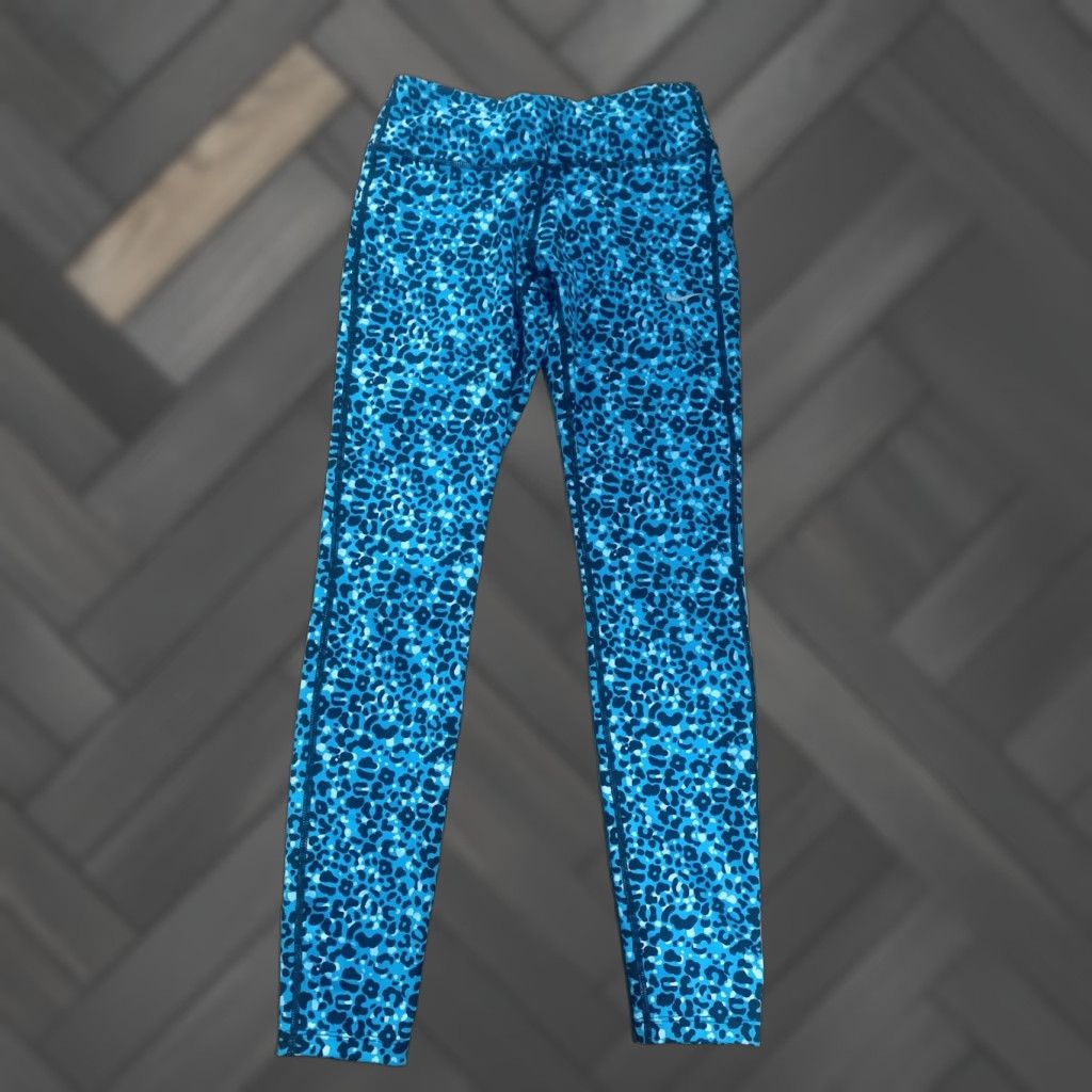 Nike Nike DRI-FIT Leopard Print Leggings Women's S Blue Fitness Athletic Skinny Pants Size 28" / US 6 / IT 42 - 1 Thumbnail
