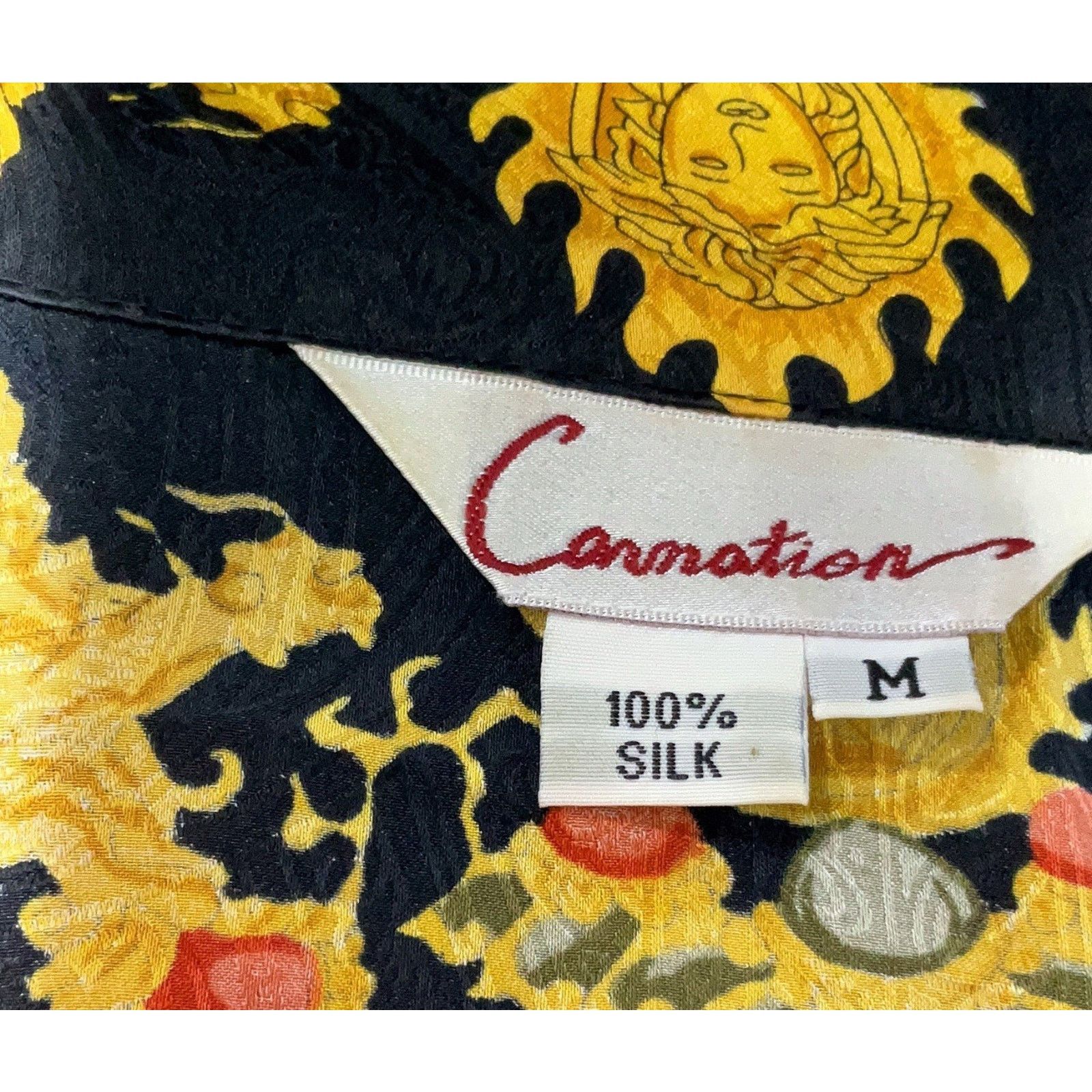 Vintage Carnation Black Gold Grecian Print Skin Button Down Blouse Size M / US 6-8 / IT 42-44 - 4 Thumbnail