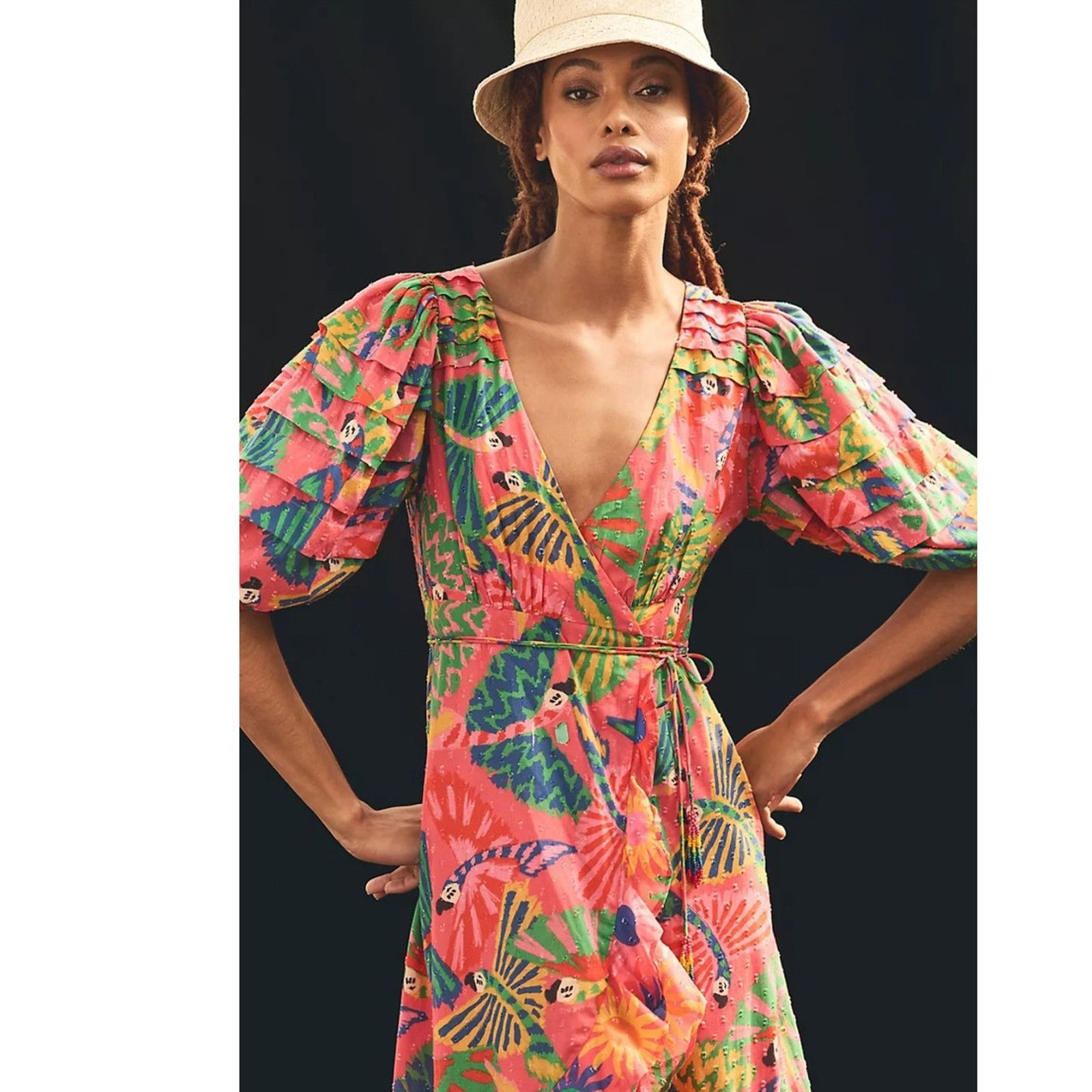 Anthropologie NWT Anthropologie Farm Rio Macaw Ruffled Wrap Dress $250 M Size M / US 6-8 / IT 42-44 - 3 Thumbnail