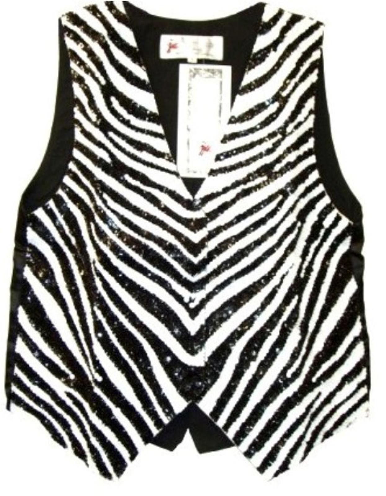 Designer Sequin Vest BLACK and WHITE ZEBRA Combination Size ONE SIZE - 1 Preview