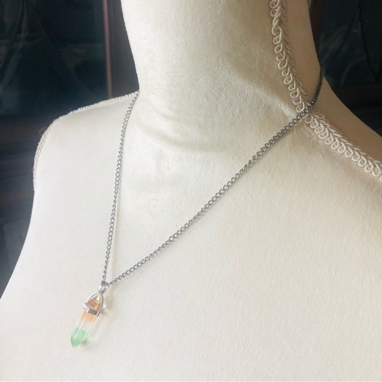 Handmade Handcrafted crowned faceted glass crystal pendant necklace Size ONE SIZE - 4 Thumbnail