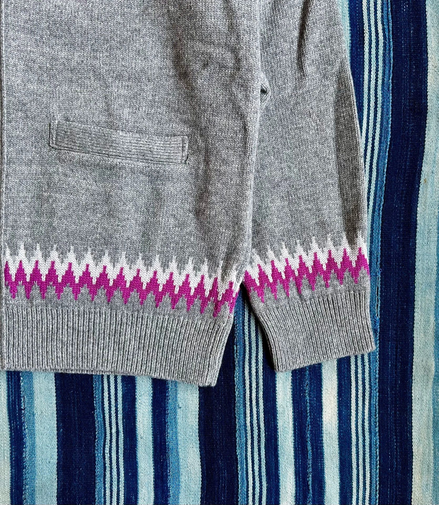 KUON KUON Zig-Zag Cardigan Shibori Wool Blend Totem Japan L NWT Size US L / EU 52-54 / 3 - 6 Thumbnail