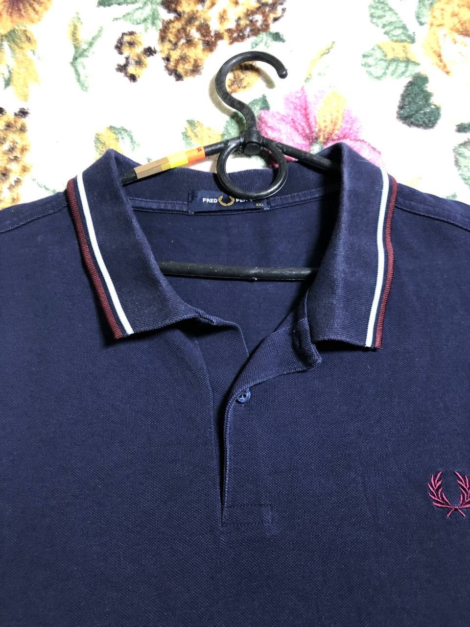 Fred Perry Fred Perry Men's Polo Shirt Embroidered Logo Navy Size US XXL / EU 58 / 5 - 7 Thumbnail