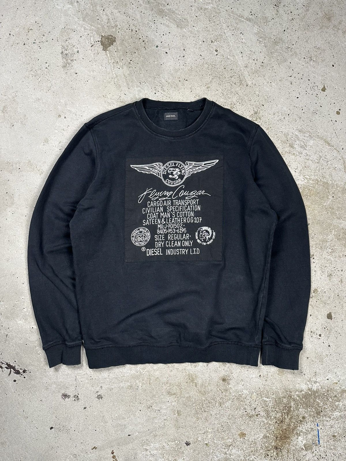 Diesel × Vintage Vintage Y2K Diesel Flying Cougar Distressed Black Crewneck Size US L / EU 52-54 / 3 - 1 Thumbnail