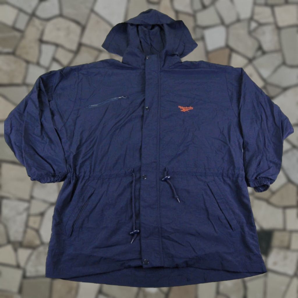 Reebok VINTAGE Reebok Jacket Men L Blue Windbreaker 90s Hooded Zip Full Zip Pockets Logo Regular Size US L / EU 52-54 / 3 - 1 Thumbnail