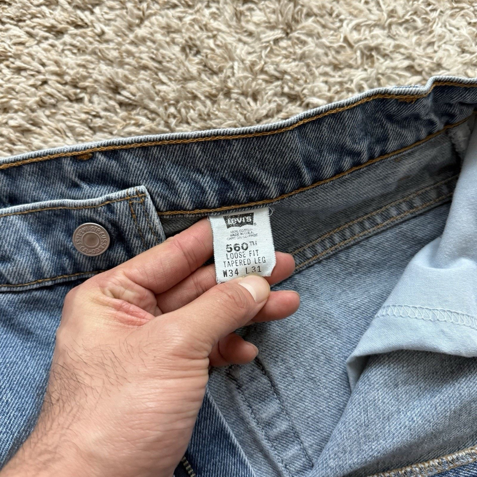 Levi's × Vintage Vintage Levi's 560 Jeans Size 32x31 Loose Tapered Blue USA Size US 32 / EU 48 - 4 Thumbnail